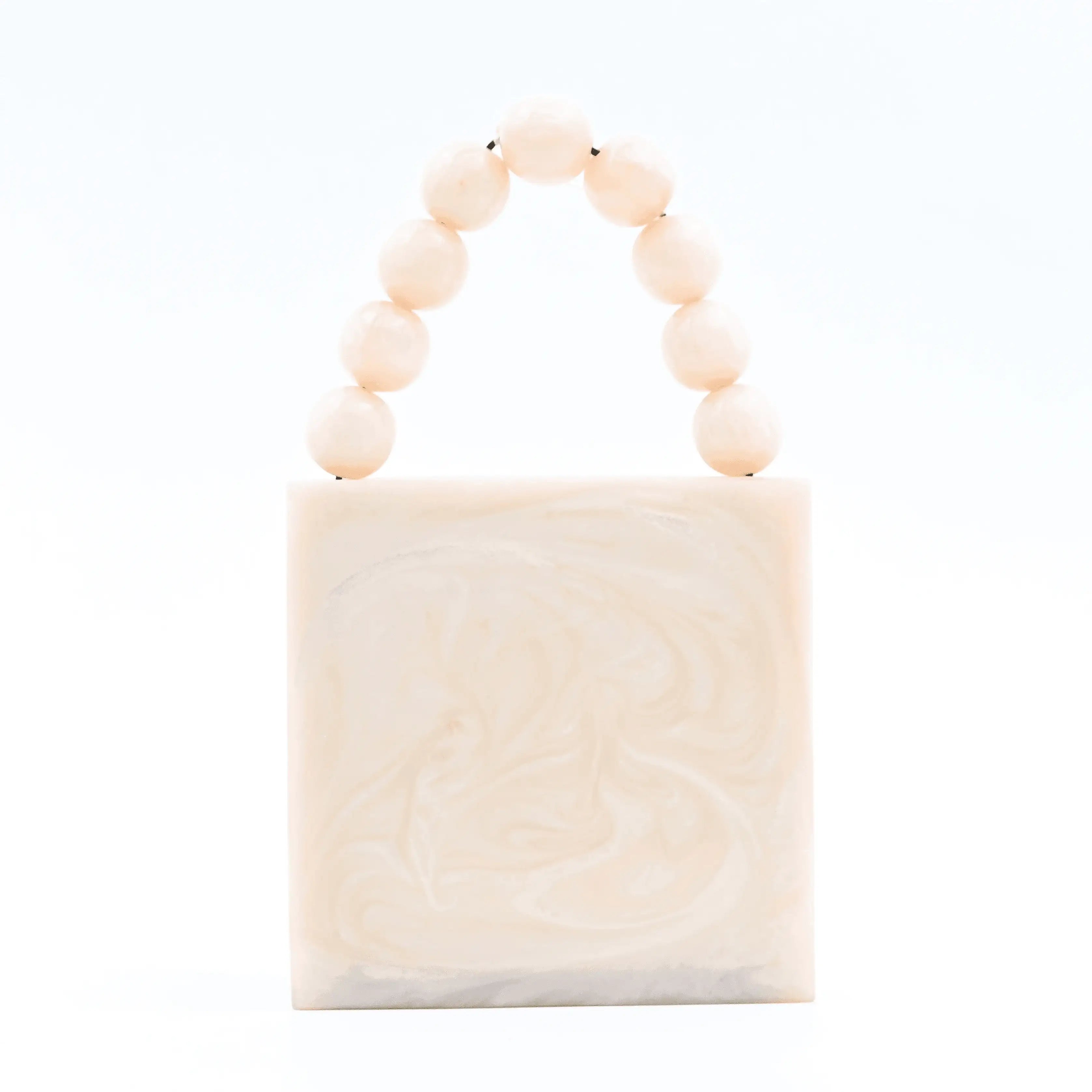 Sugarcrush Beige luxury Mini embellished clutch with pearl handle - SUGARCRUSH