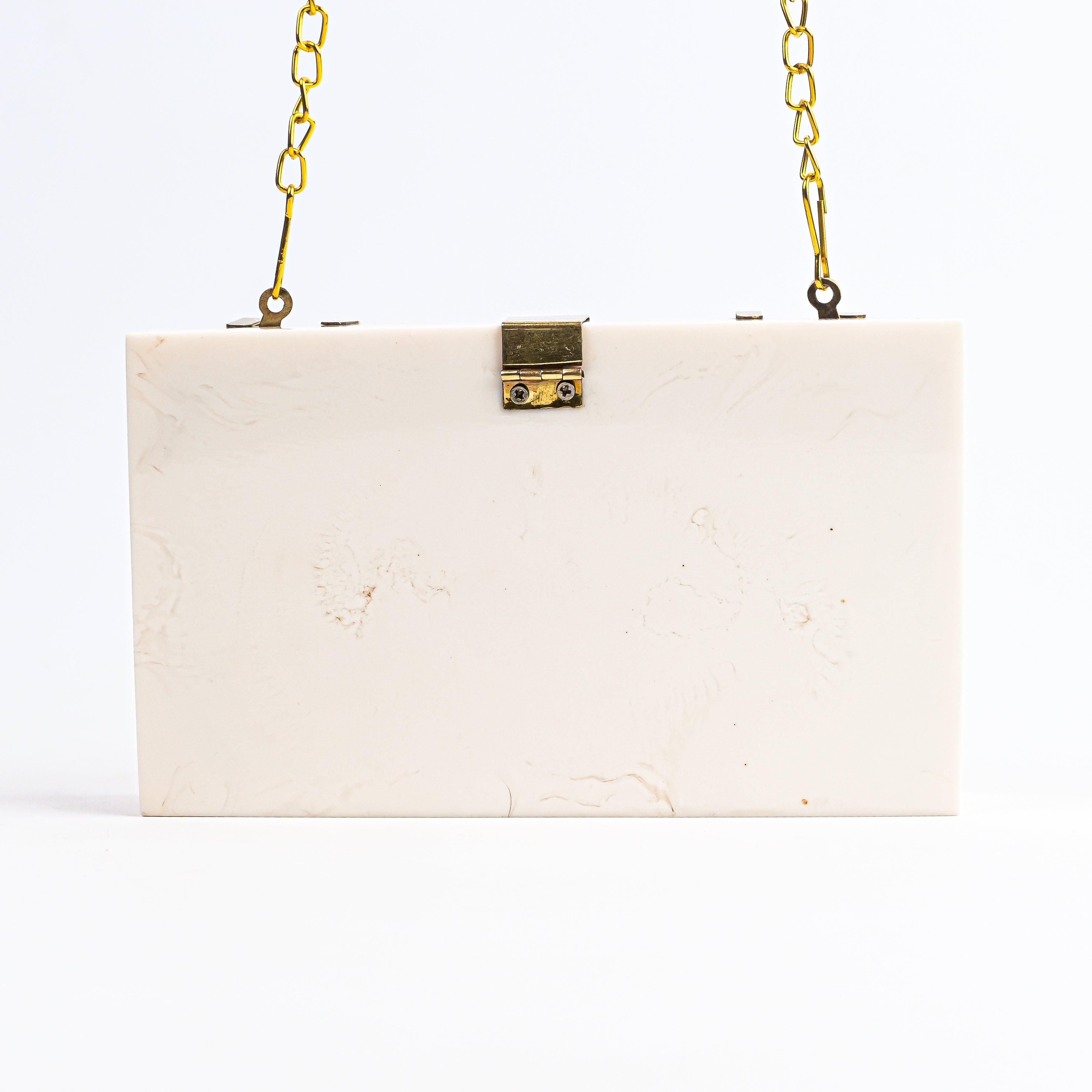 Sugarcrush Beige Luxury Pearl Embellished Clutch - SUGARCRUSH