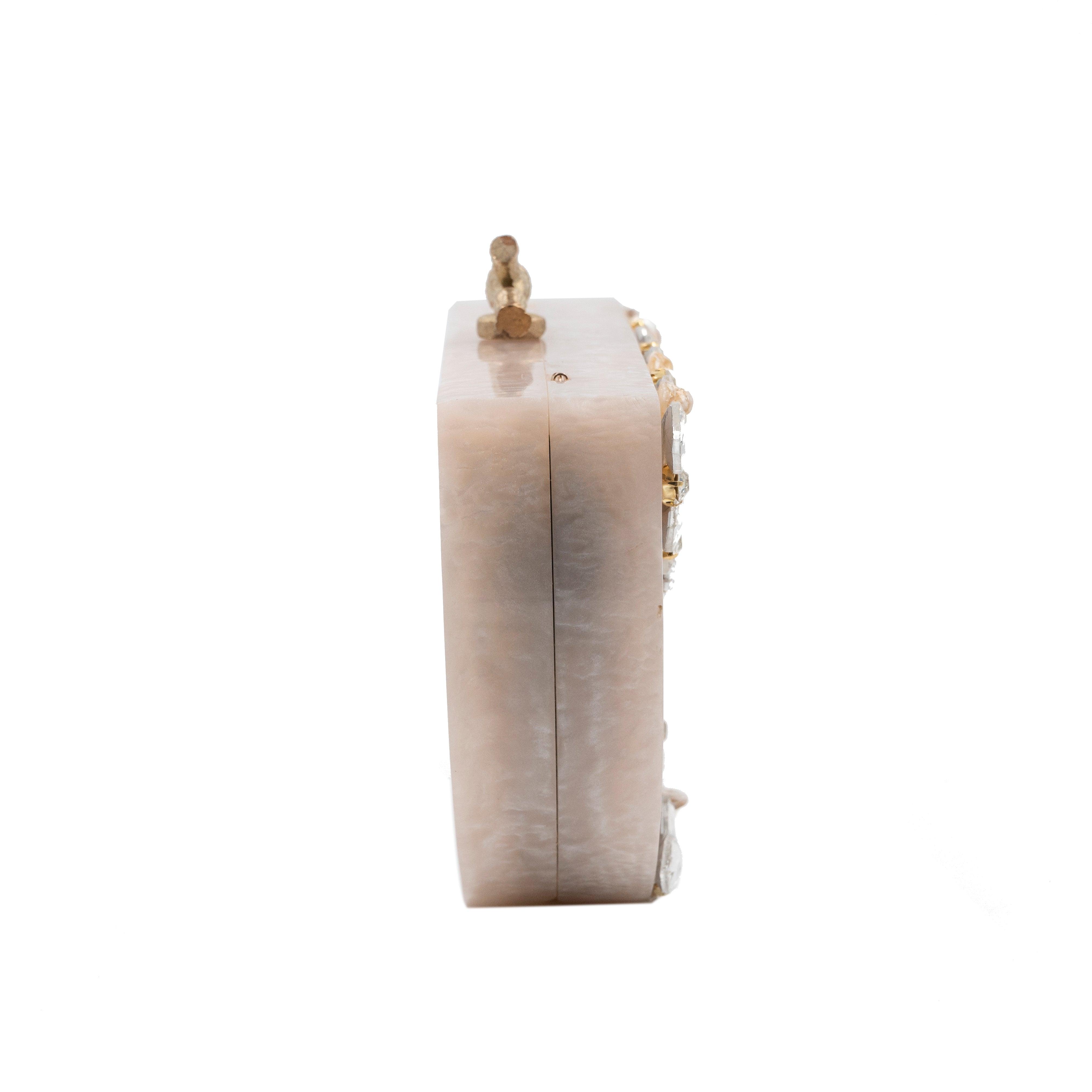 Sugarcrush beige luxury Resin Bridal embellished clutchl - SUGARCRUSH