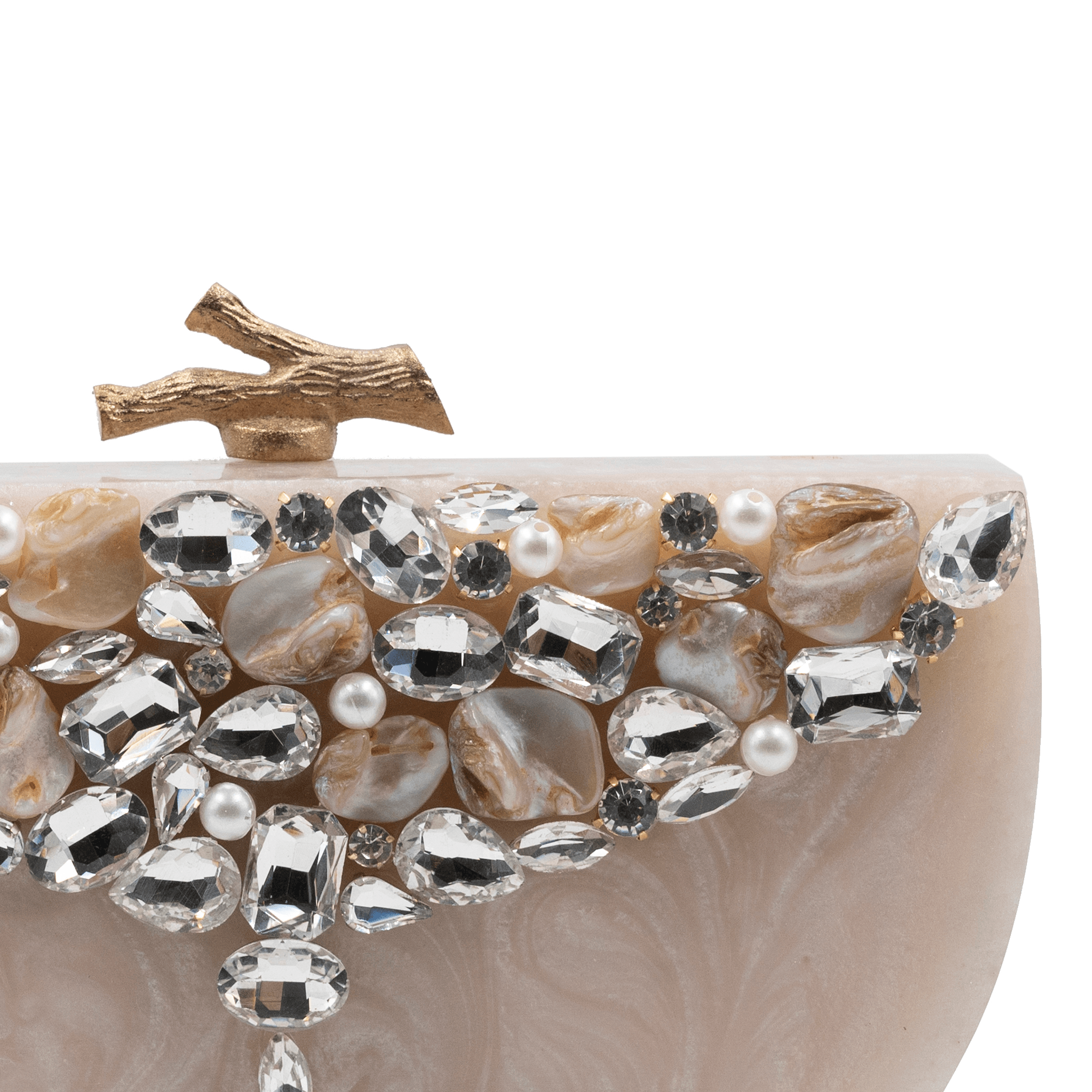 Sugarcrush beige luxury Resin Bridal embellished clutchl - SUGARCRUSH