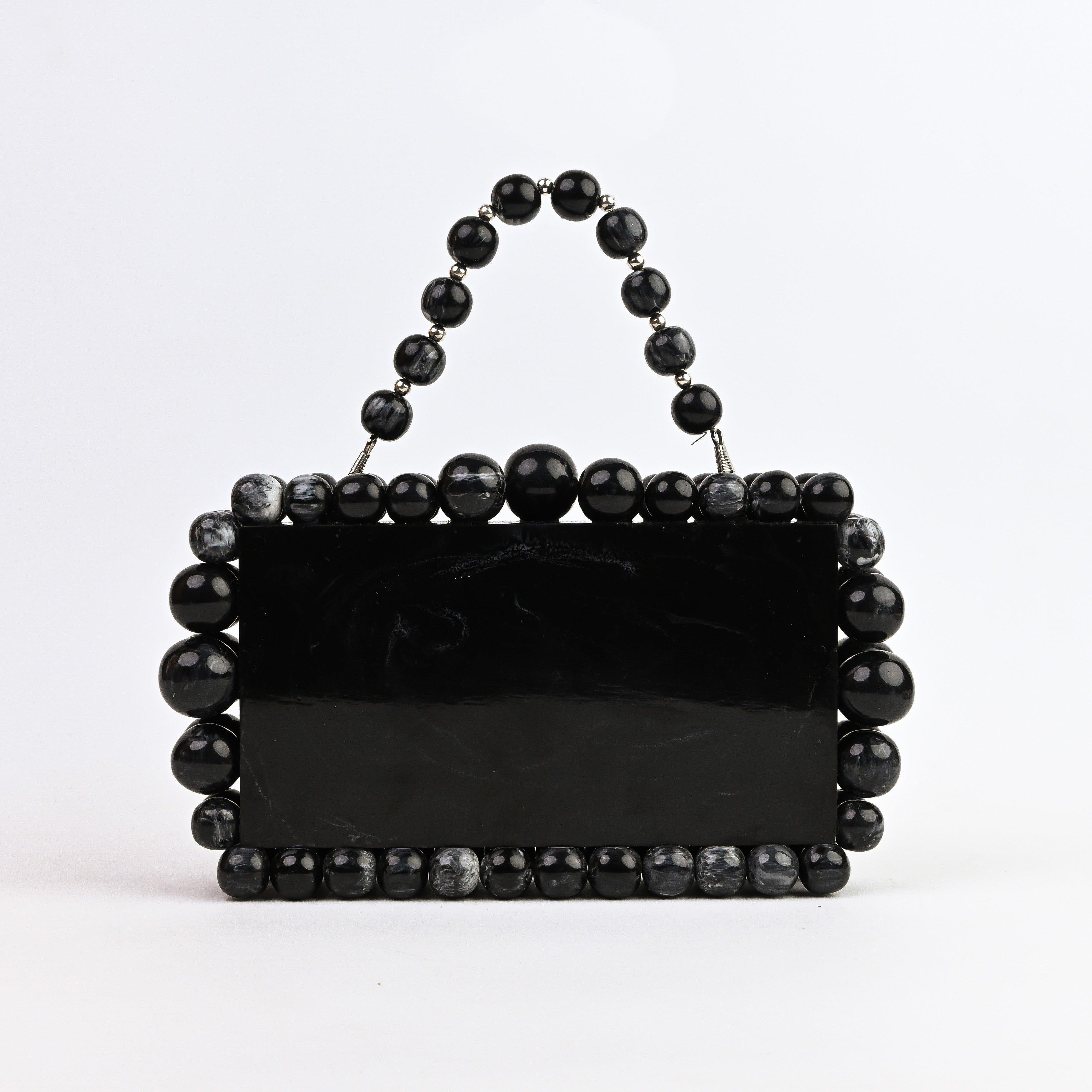 Sugarcrush Black Luxury Pearl Embellished Clutch - SUGARCRUSH