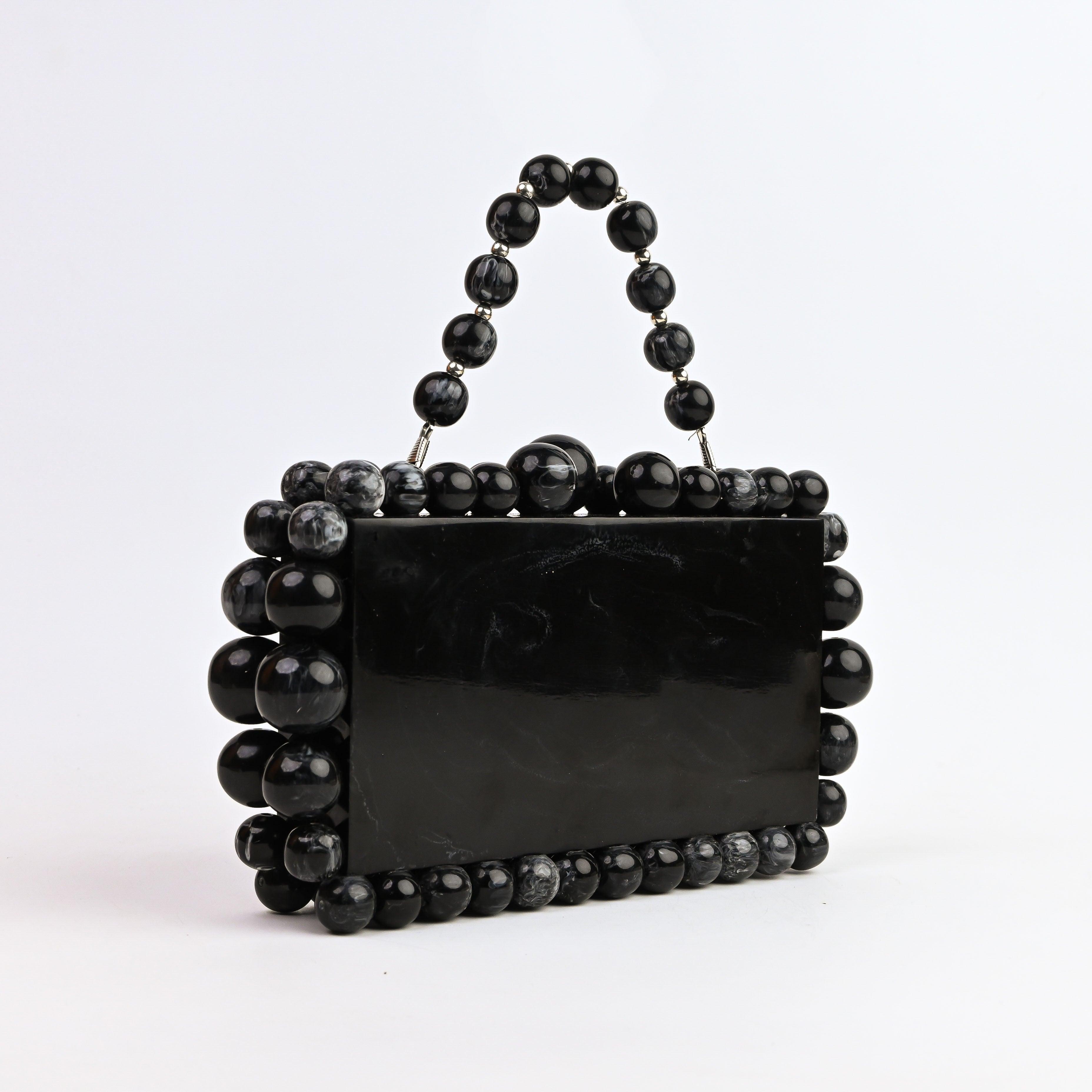 Sugarcrush Black Luxury Pearl Embellished Clutch - SUGARCRUSH