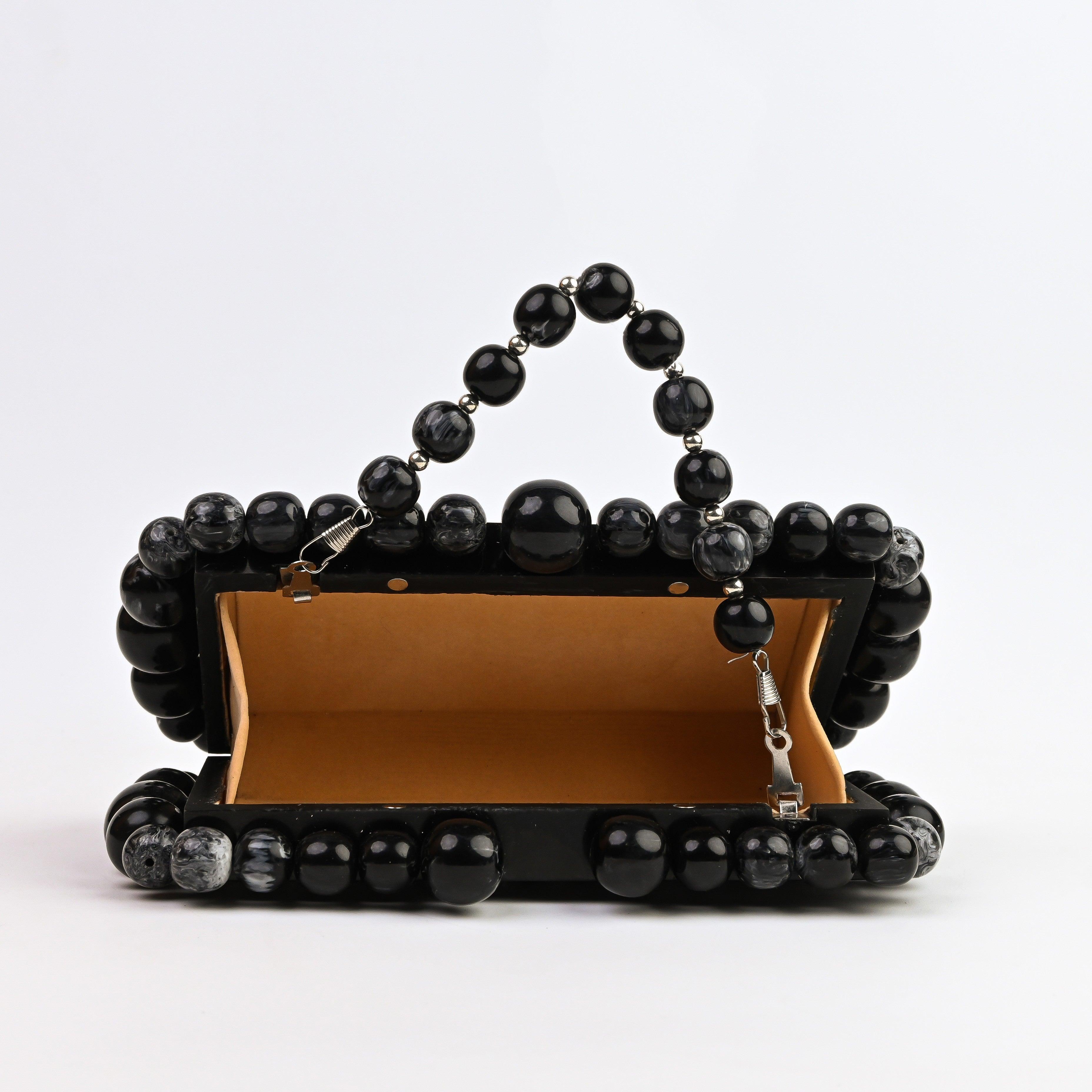 Sugarcrush Black Luxury Pearl Embellished Clutch - SUGARCRUSH