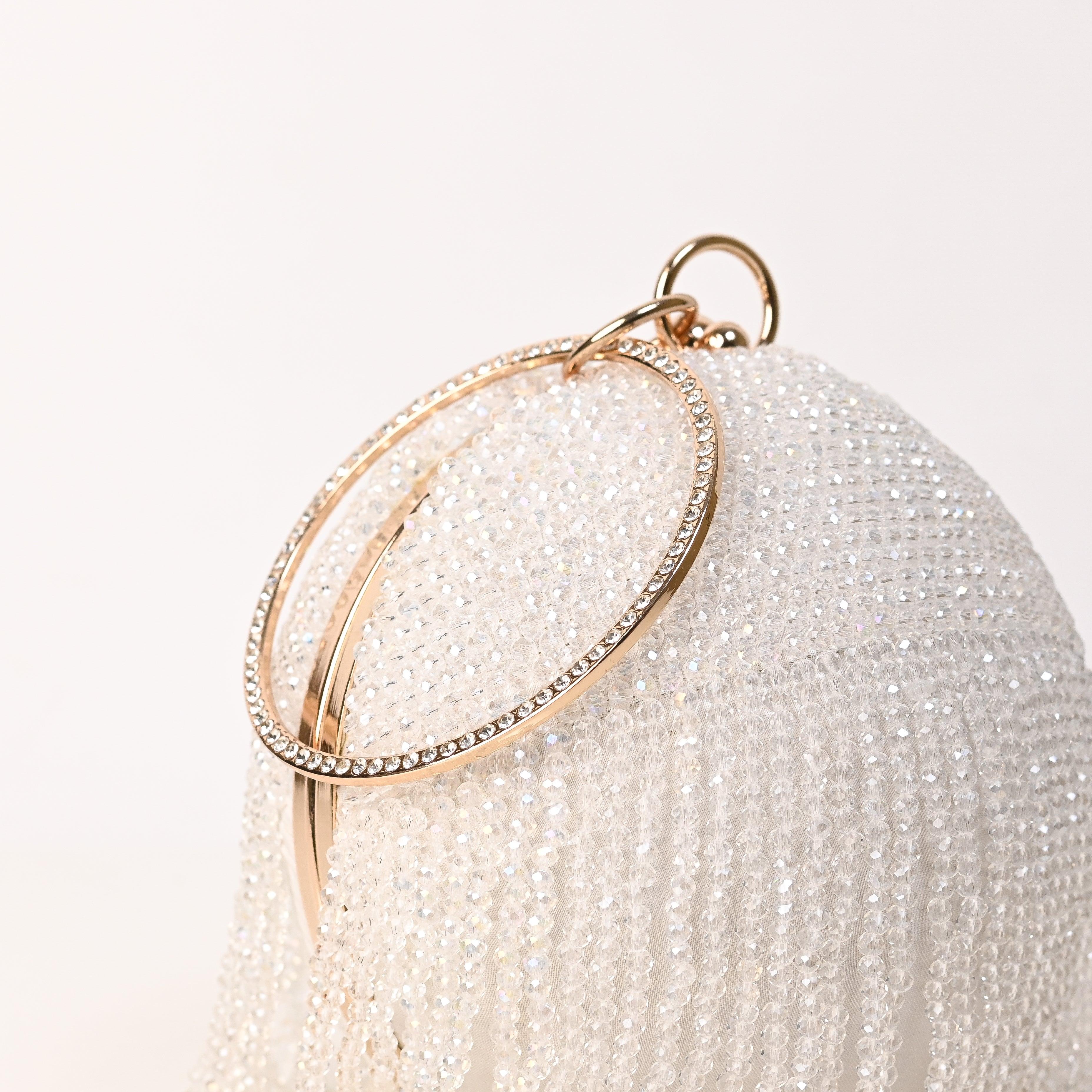 Sugarcrush Bridal Bejewelled Round Tassel Bag - SUGARCRUSH