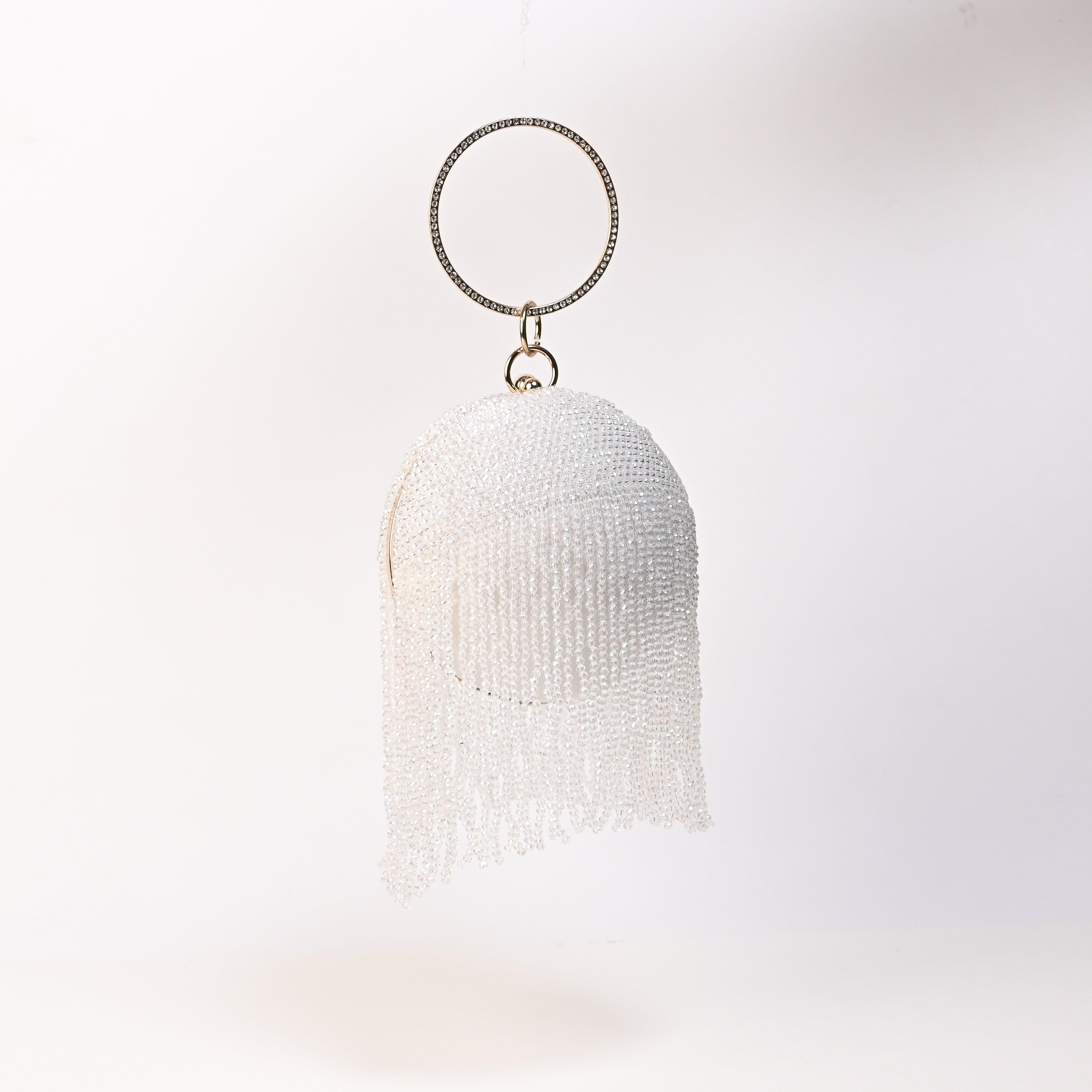 Sugarcrush Bridal Bejewelled Round Tassel Bag - SUGARCRUSH