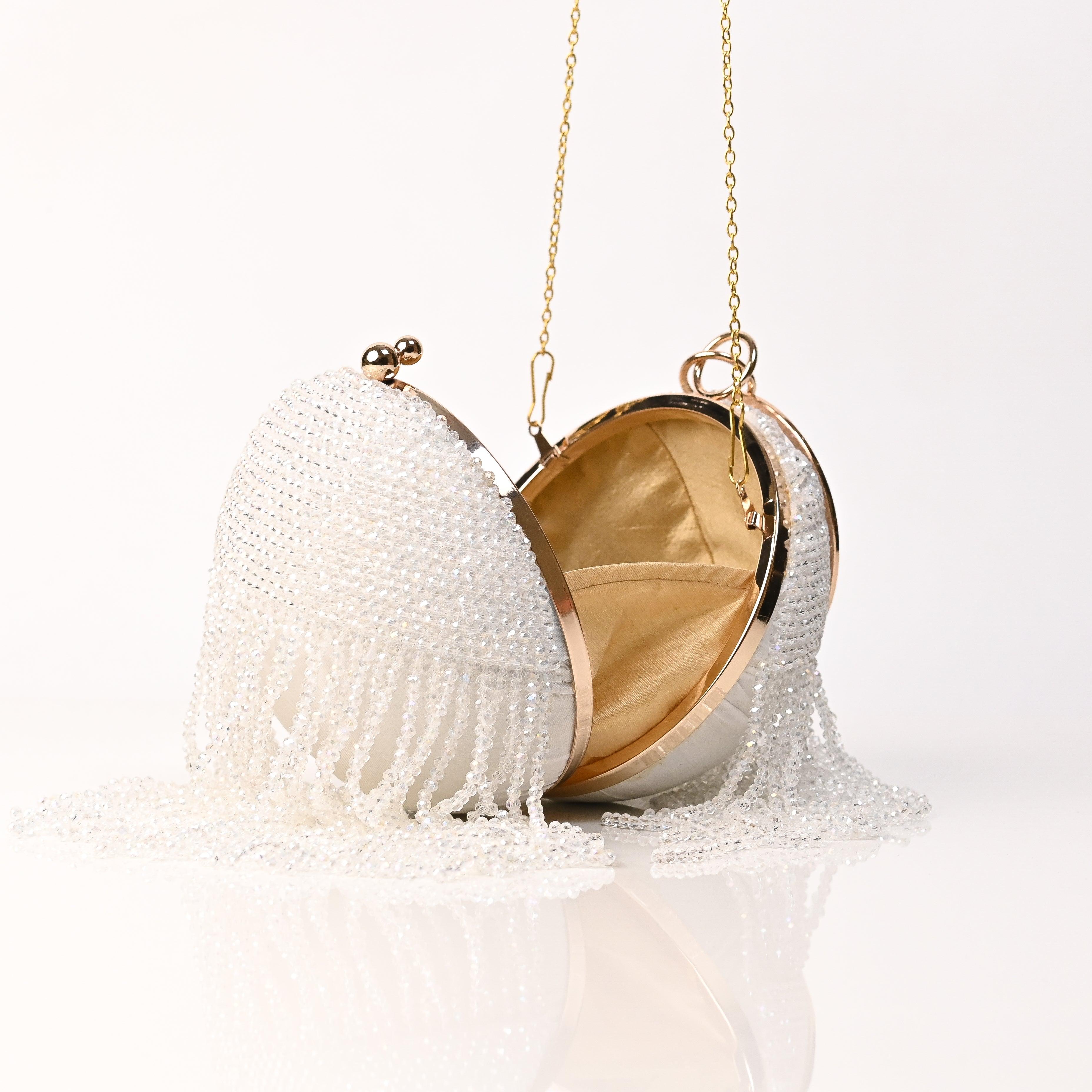 Sugarcrush Bridal Bejewelled Round Tassel Bag - SUGARCRUSH