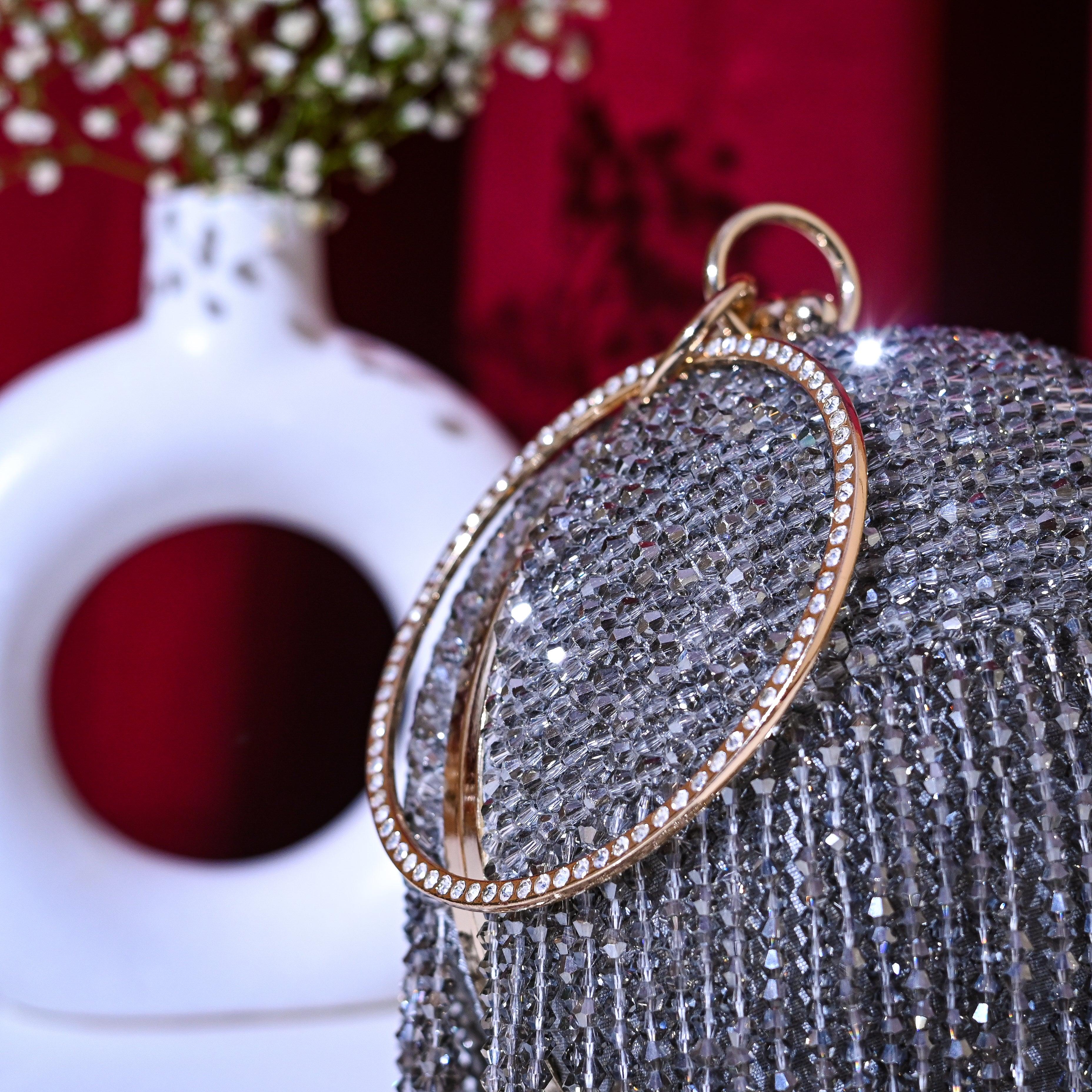 Sugarcrush Bridal Bejewelled Round Tassel Bag - SUGARCRUSH