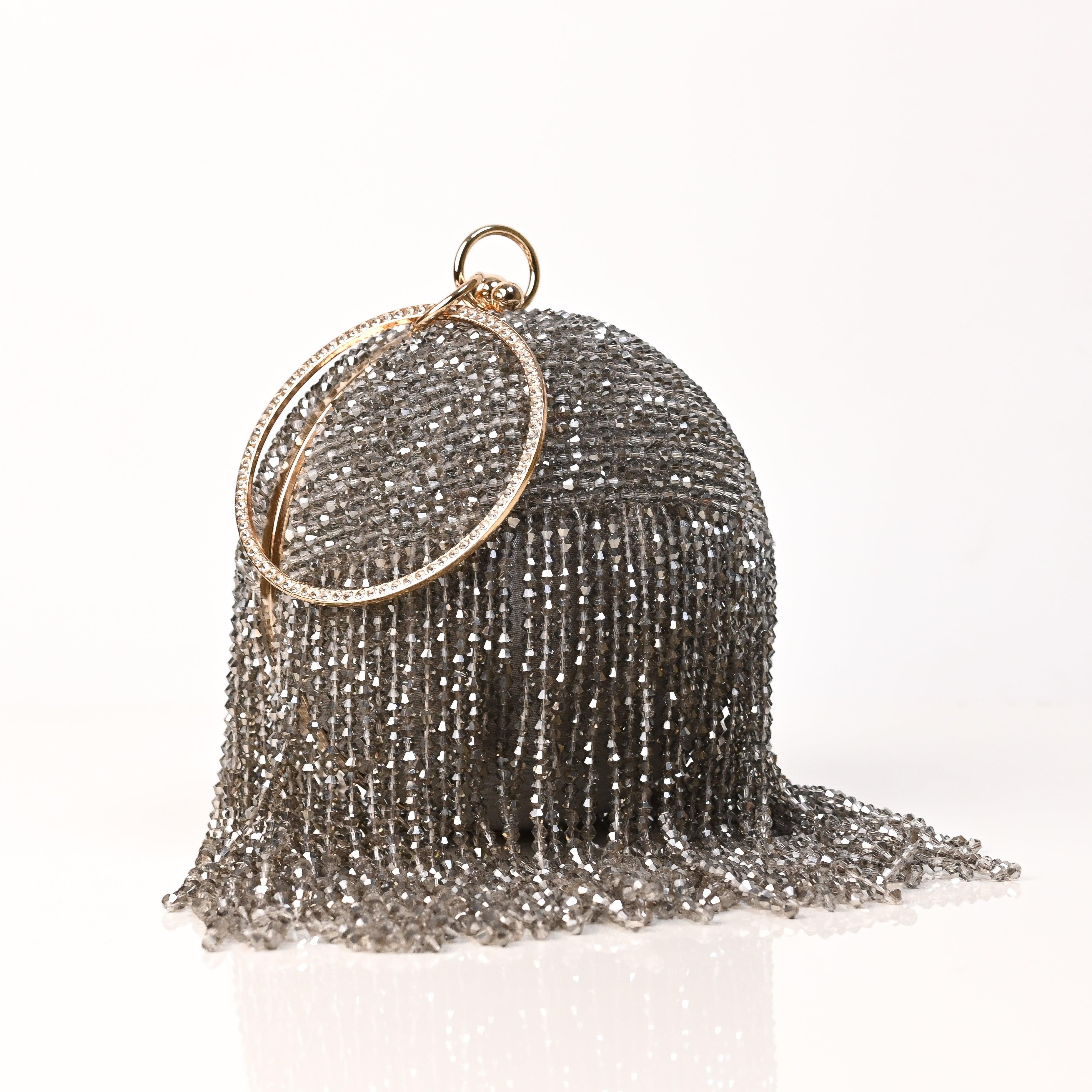 Sugarcrush Bridal Bejewelled Round Tassel Bag - SUGARCRUSH