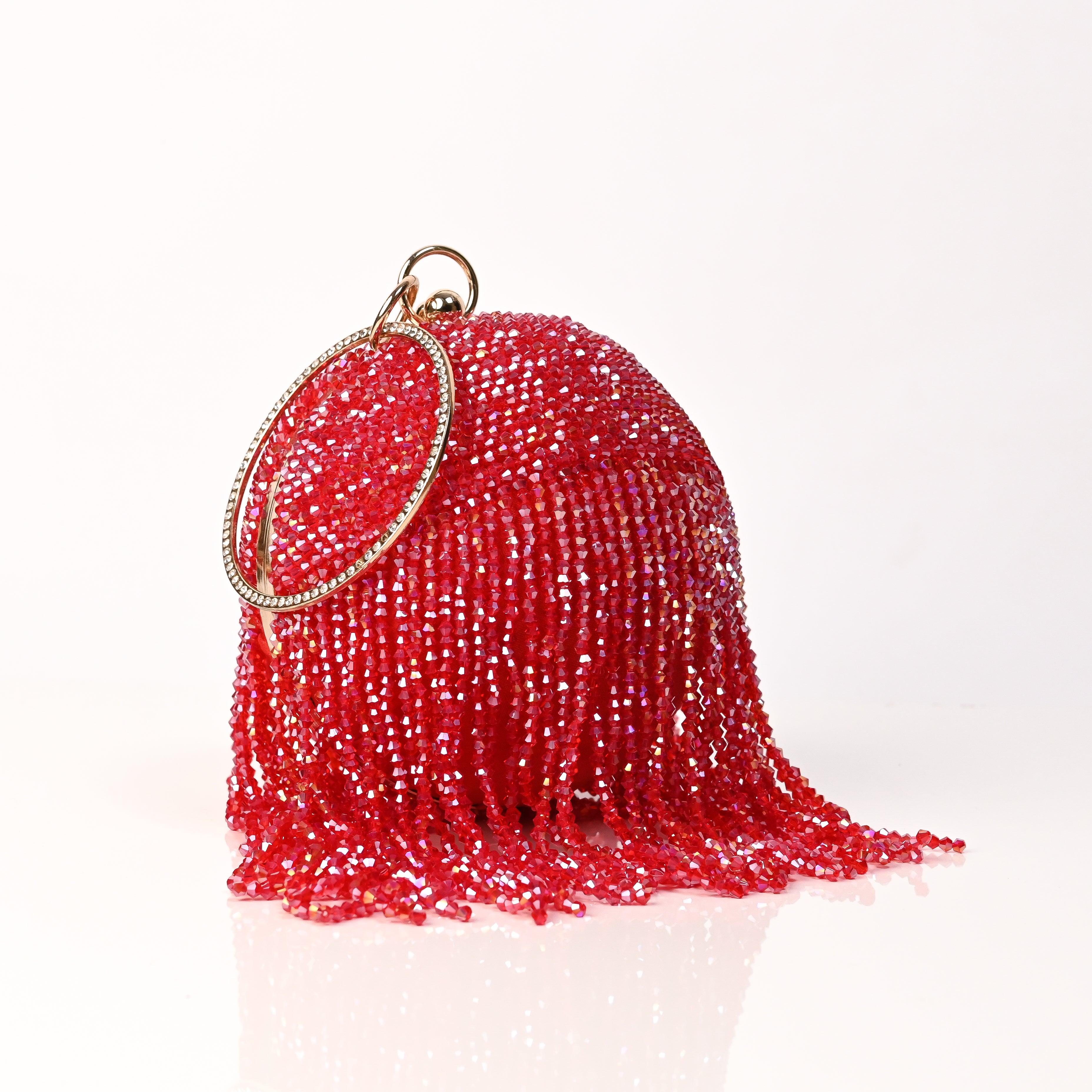 Sugarcrush Bridal Bejewelled Round Tassel Bag - SUGARCRUSH