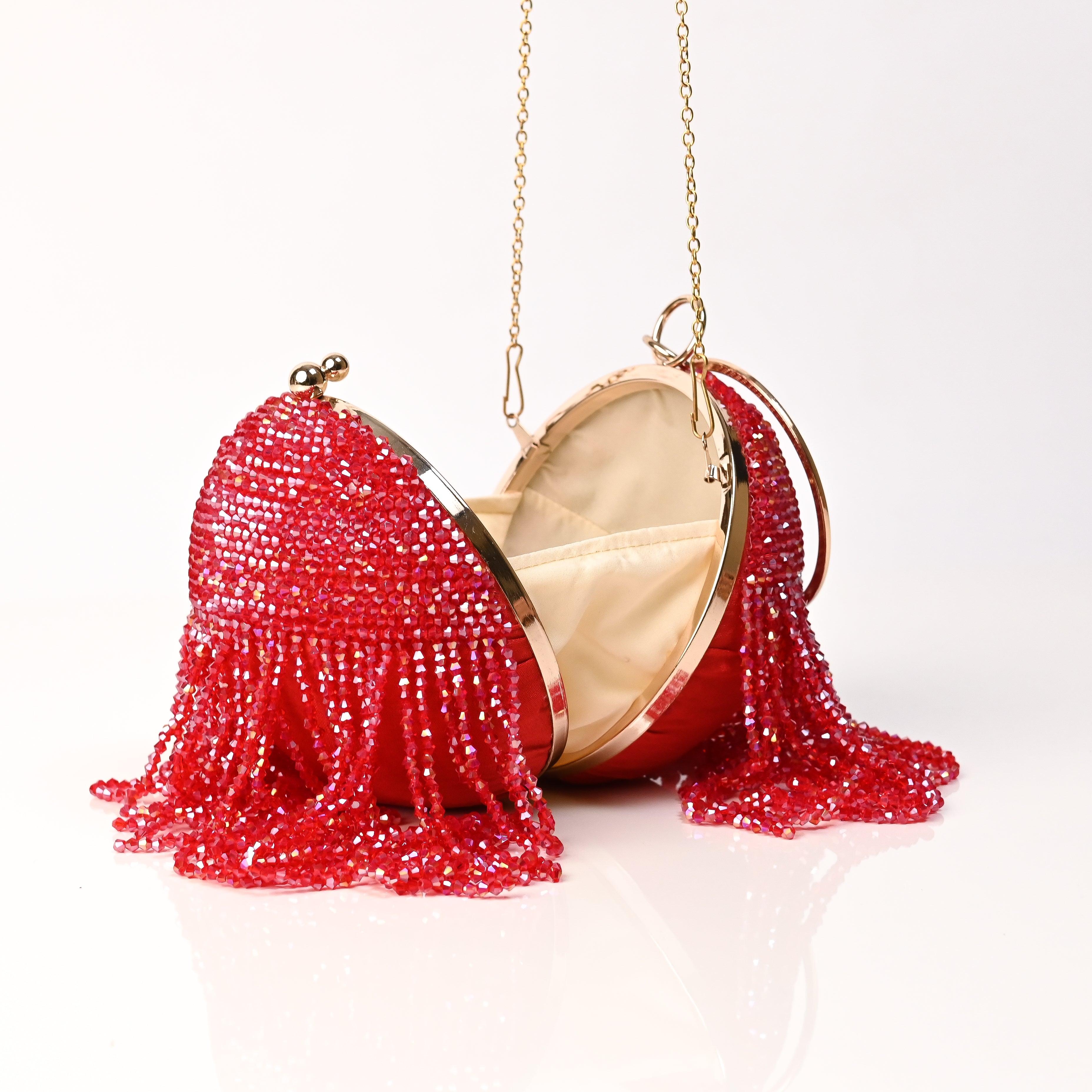 Sugarcrush Bridal Bejewelled Round Tassel Bag - SUGARCRUSH