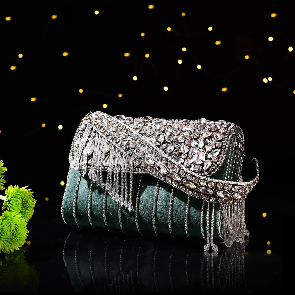 Sugarcrush bridal Crystal Luxury Bag-Green - SUGARCRUSH