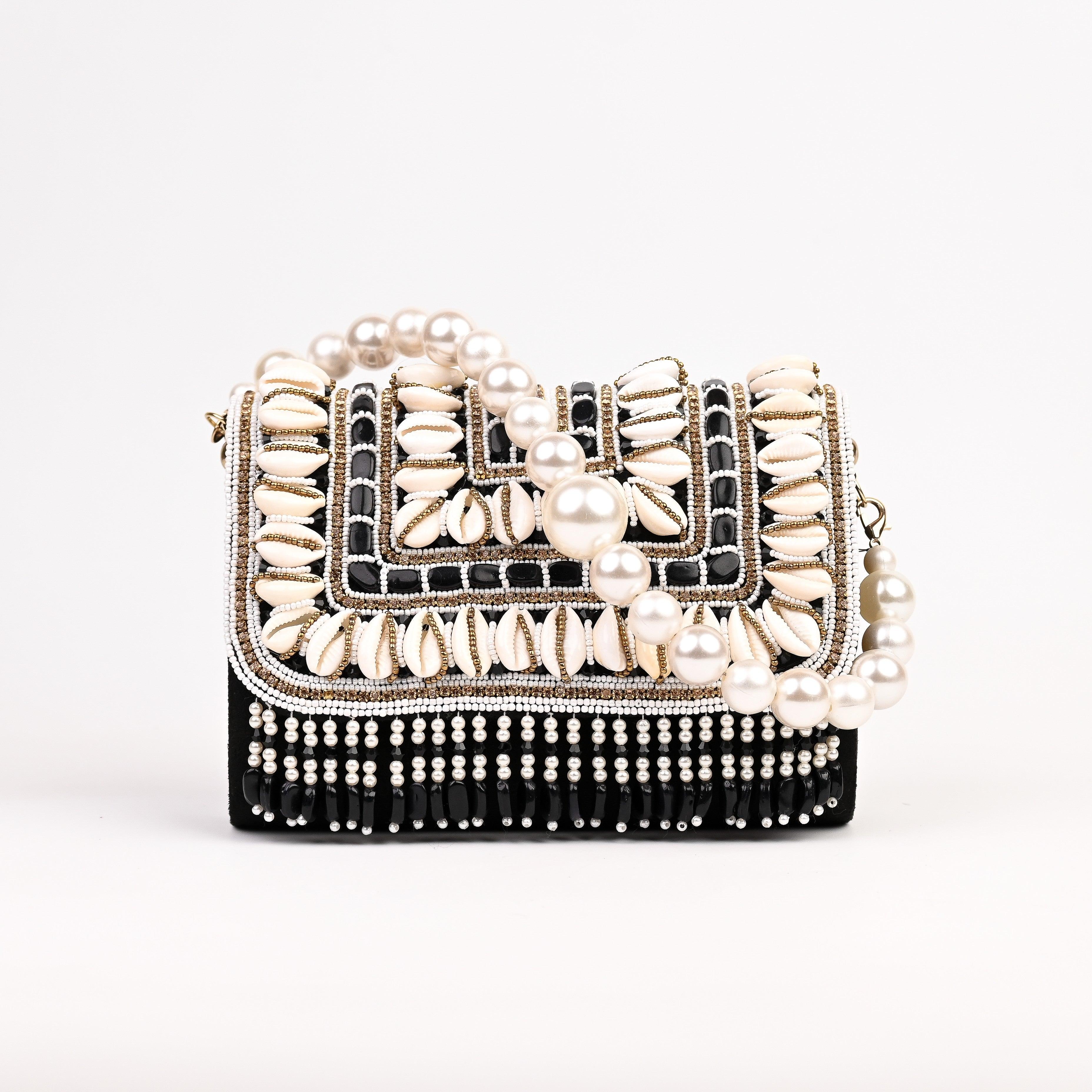 Sugarcrush bridal Embellished Pearl Luxury Bag-black - SUGARCRUSH