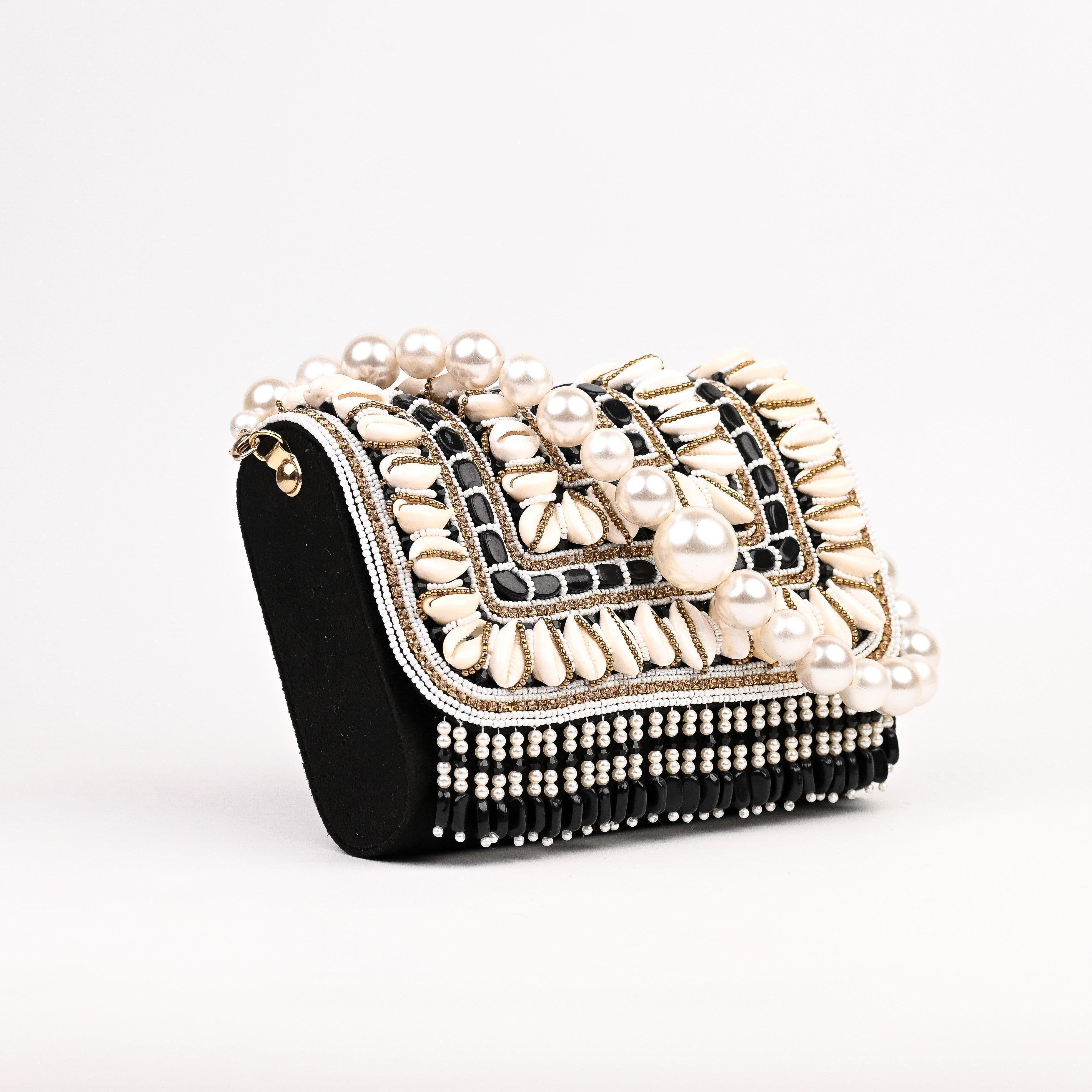 Sugarcrush bridal Embellished Pearl Luxury Bag-black - SUGARCRUSH