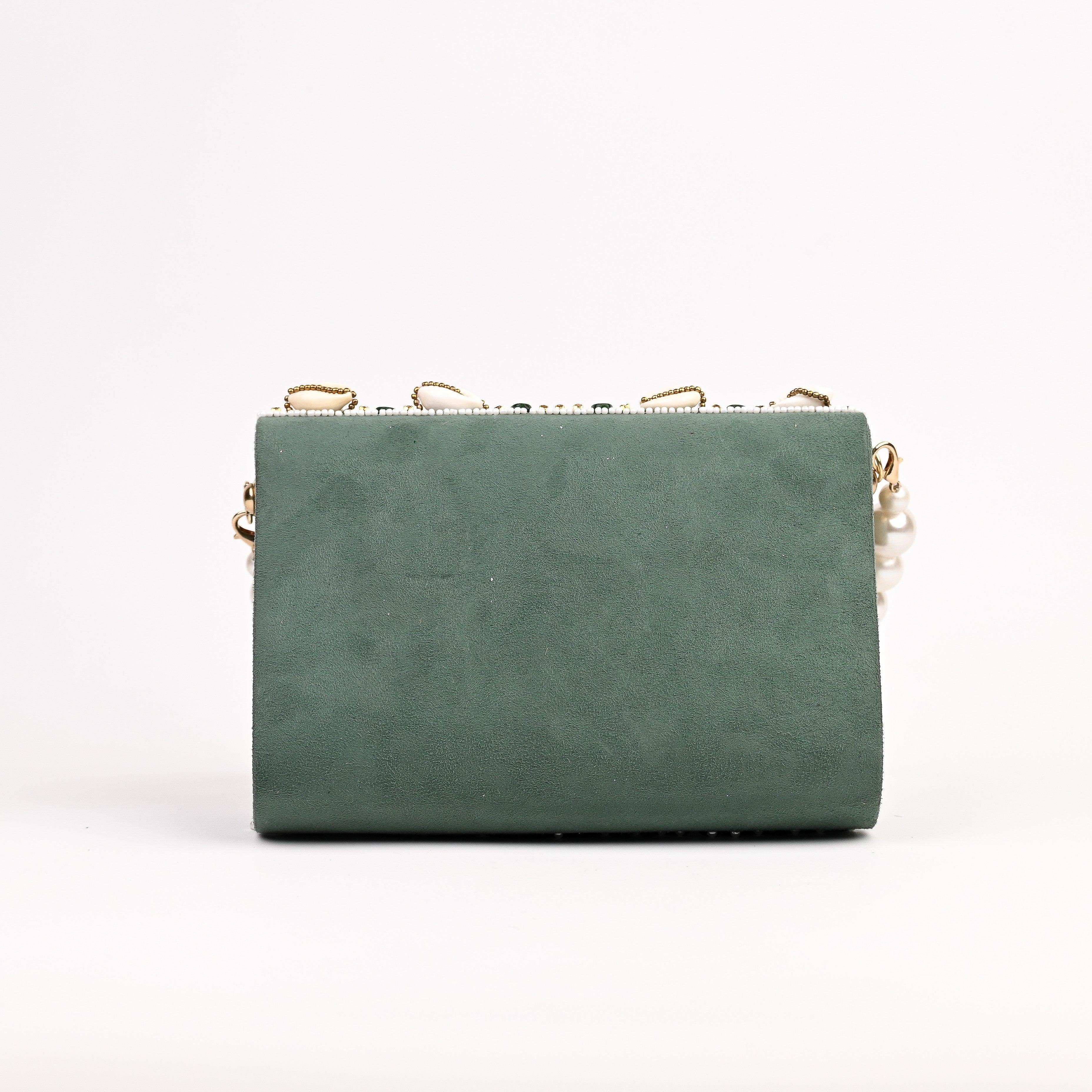 Sugarcrush bridal Embellished Pearl Luxury Bag-Green - SUGARCRUSH