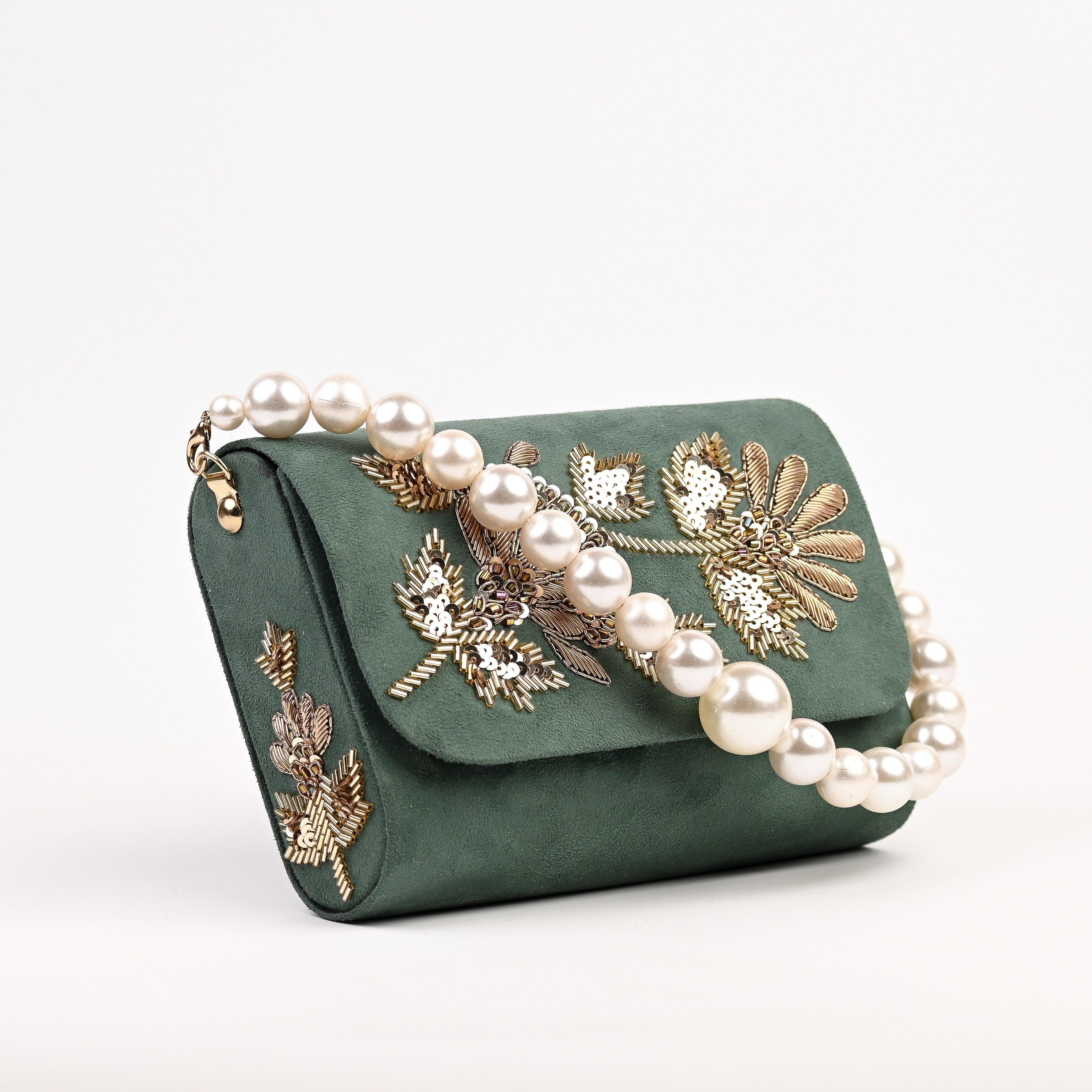 Sugarcrush bridal Embroidered Luxury Bag-Green - SUGARCRUSH