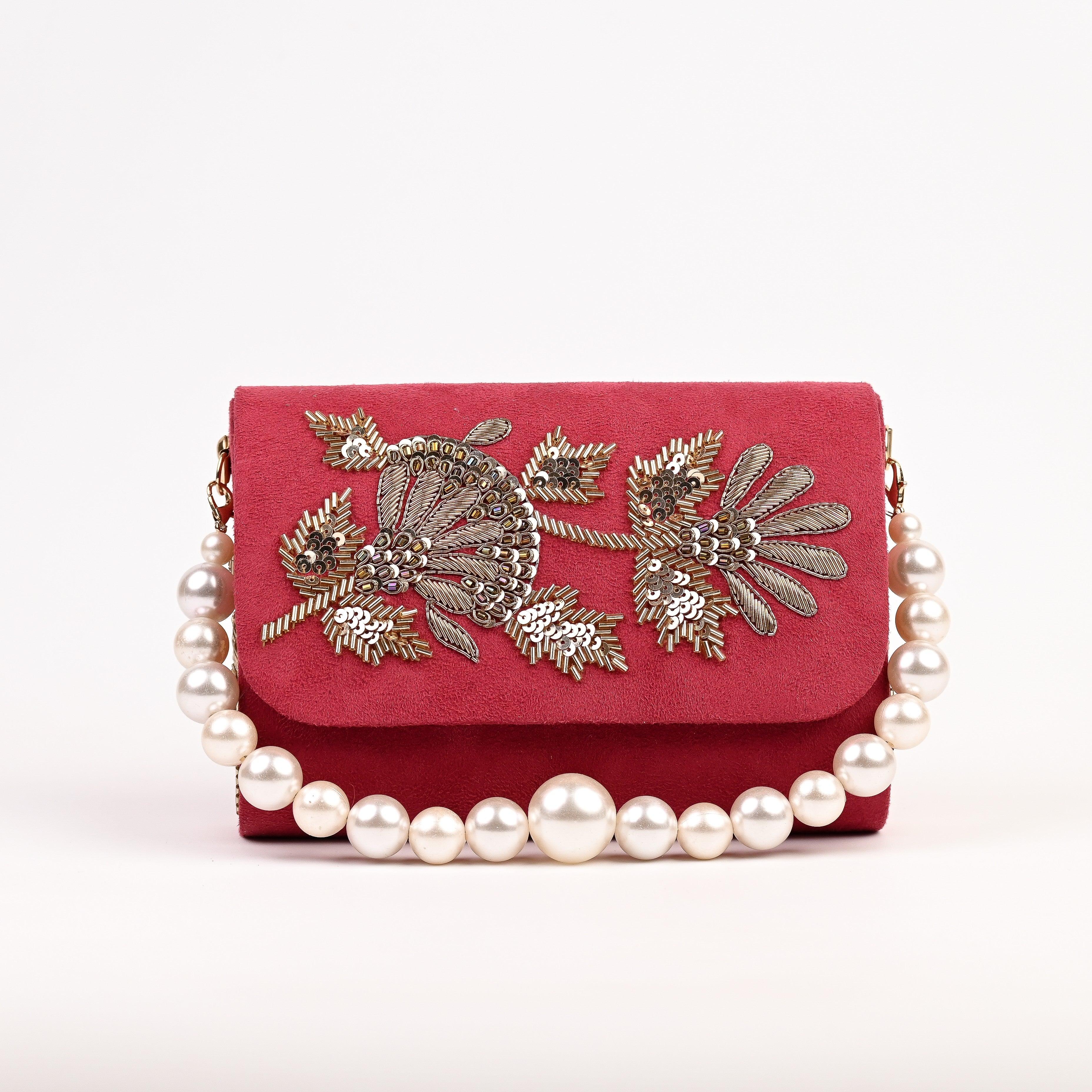 Sugarcrush bridal Embroidered Luxury Bag-Red - SUGARCRUSH