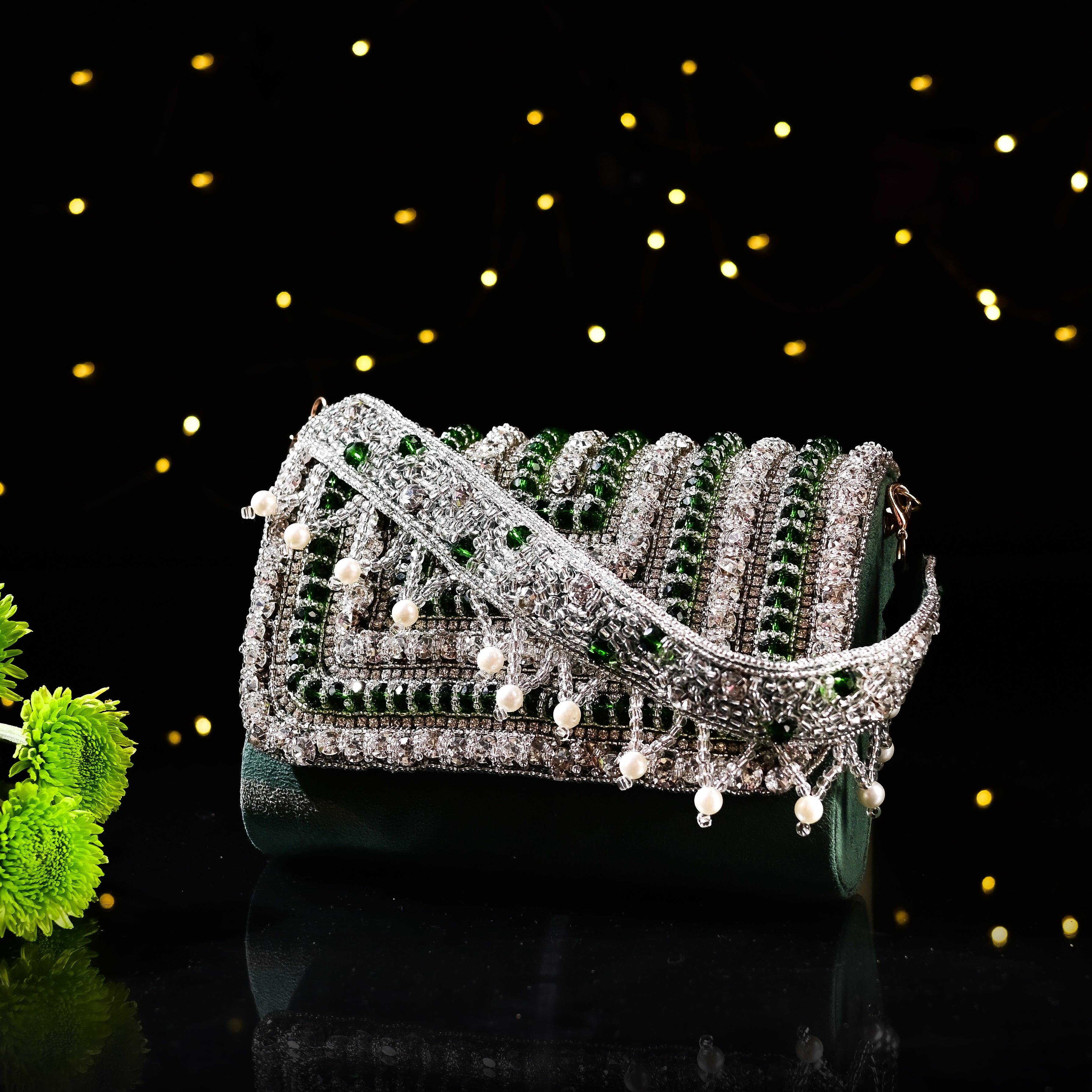 Sugarcrush bridal wedding Crystal Luxury Bag -Green - SUGARCRUSH