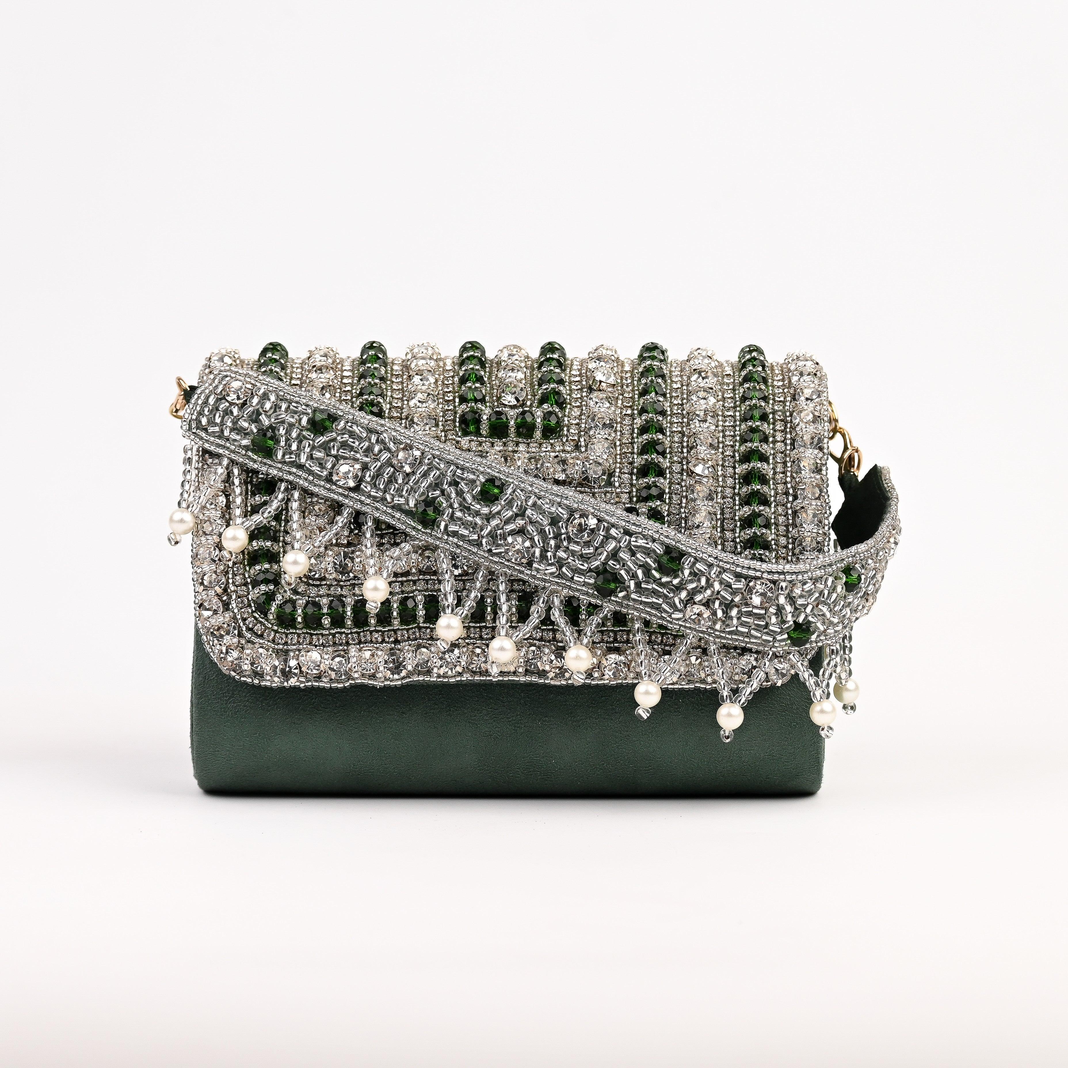 Sugarcrush bridal wedding Crystal Luxury Bag -Green - SUGARCRUSH