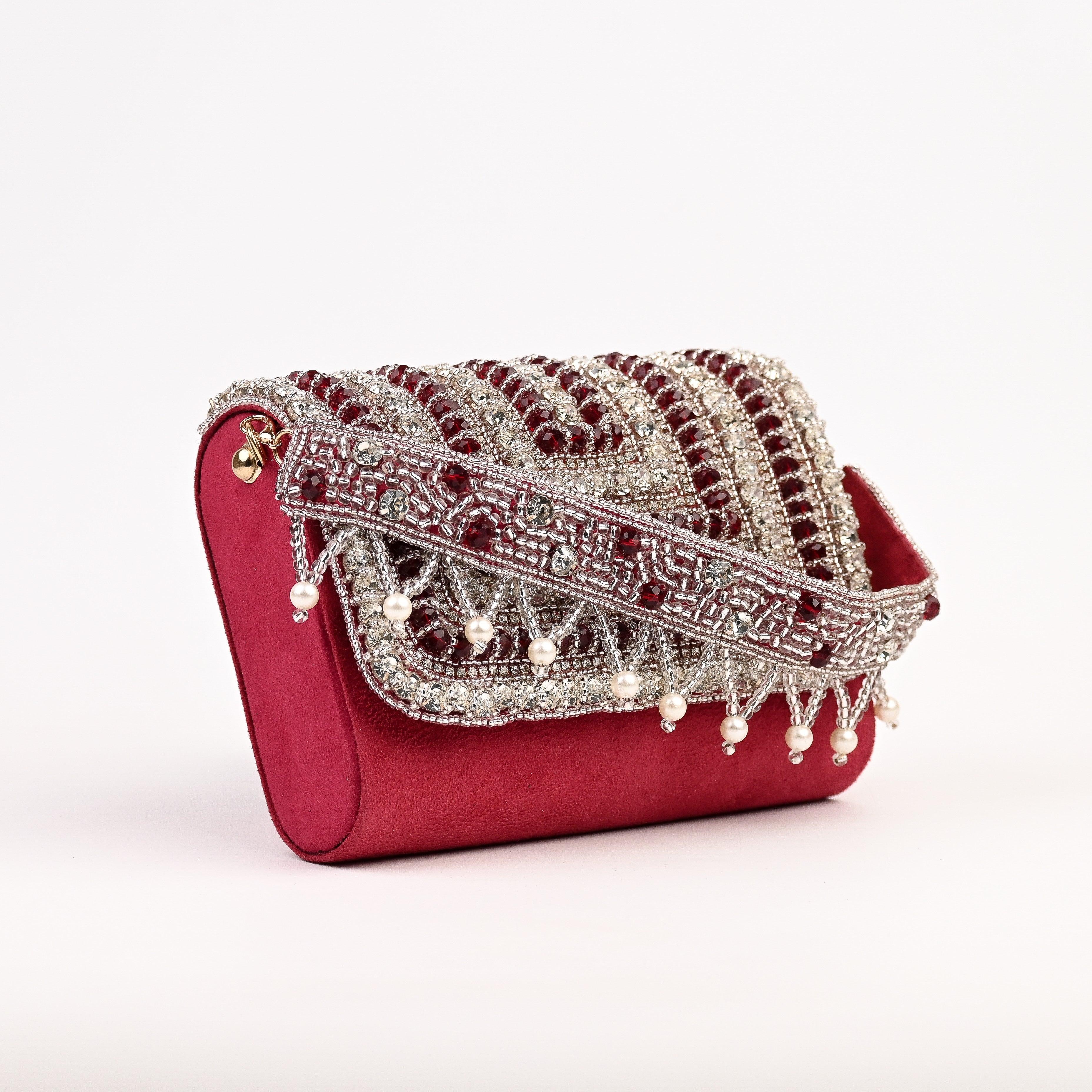 TEEJH Clutches : Buy Teejh Phuljhadi Red Brocade Fabric Clutch Online |  Nykaa Fashion
