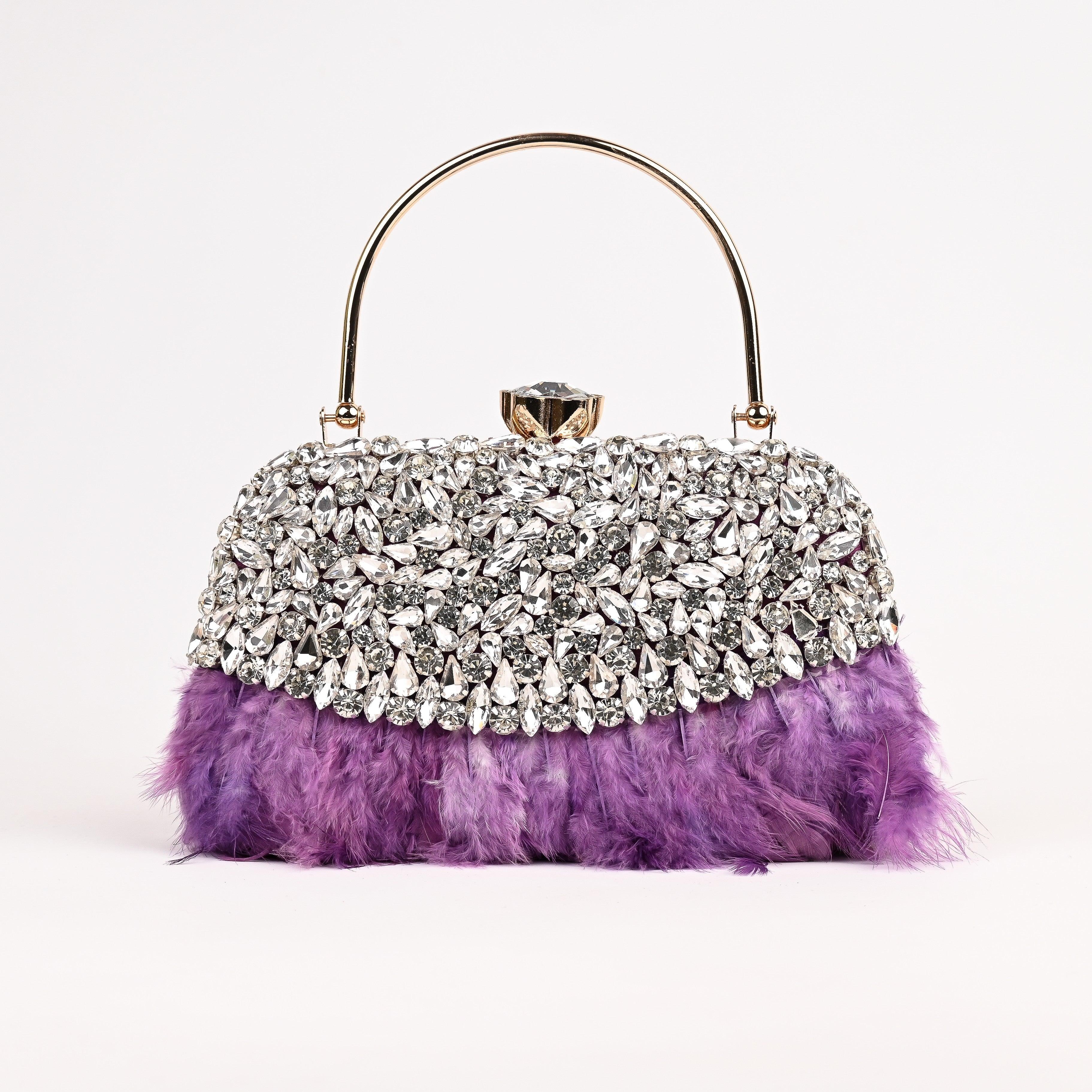 Sugarcrush Crystal Feather Luxury Bag-PINK - SUGARCRUSH