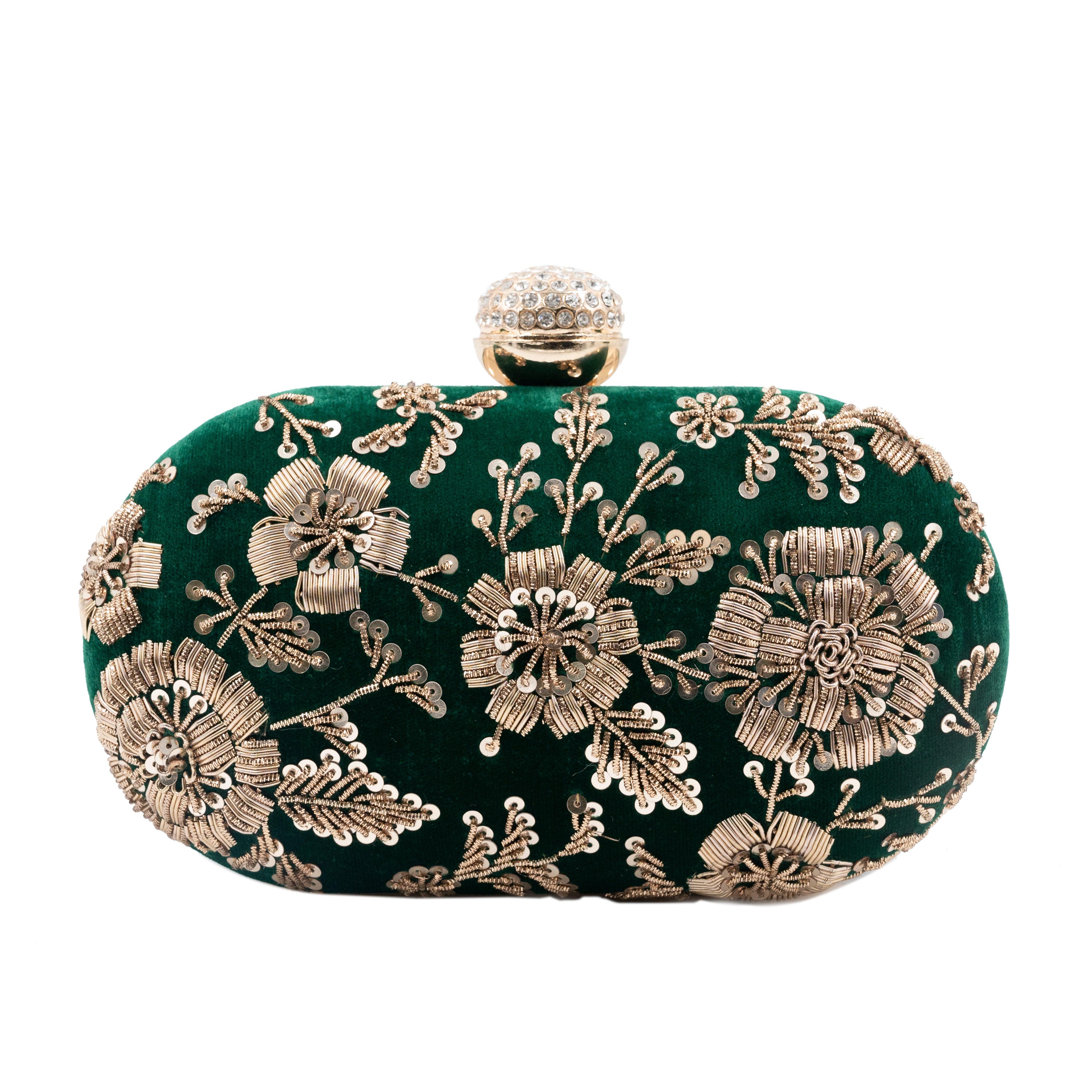 Sugarcrush green embroidered Clutch - SUGARCRUSH