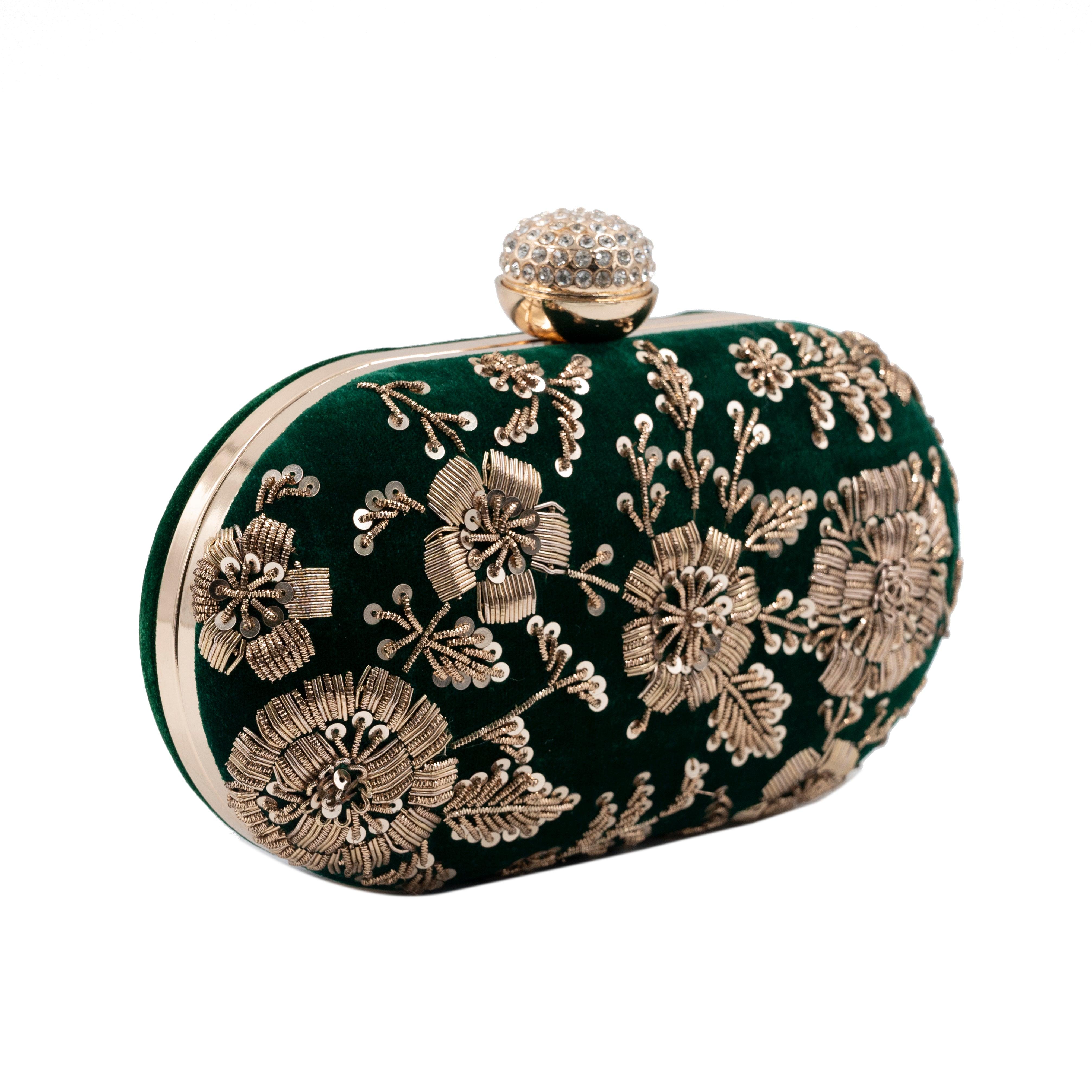 Sugarcrush green embroidered Clutch - SUGARCRUSH