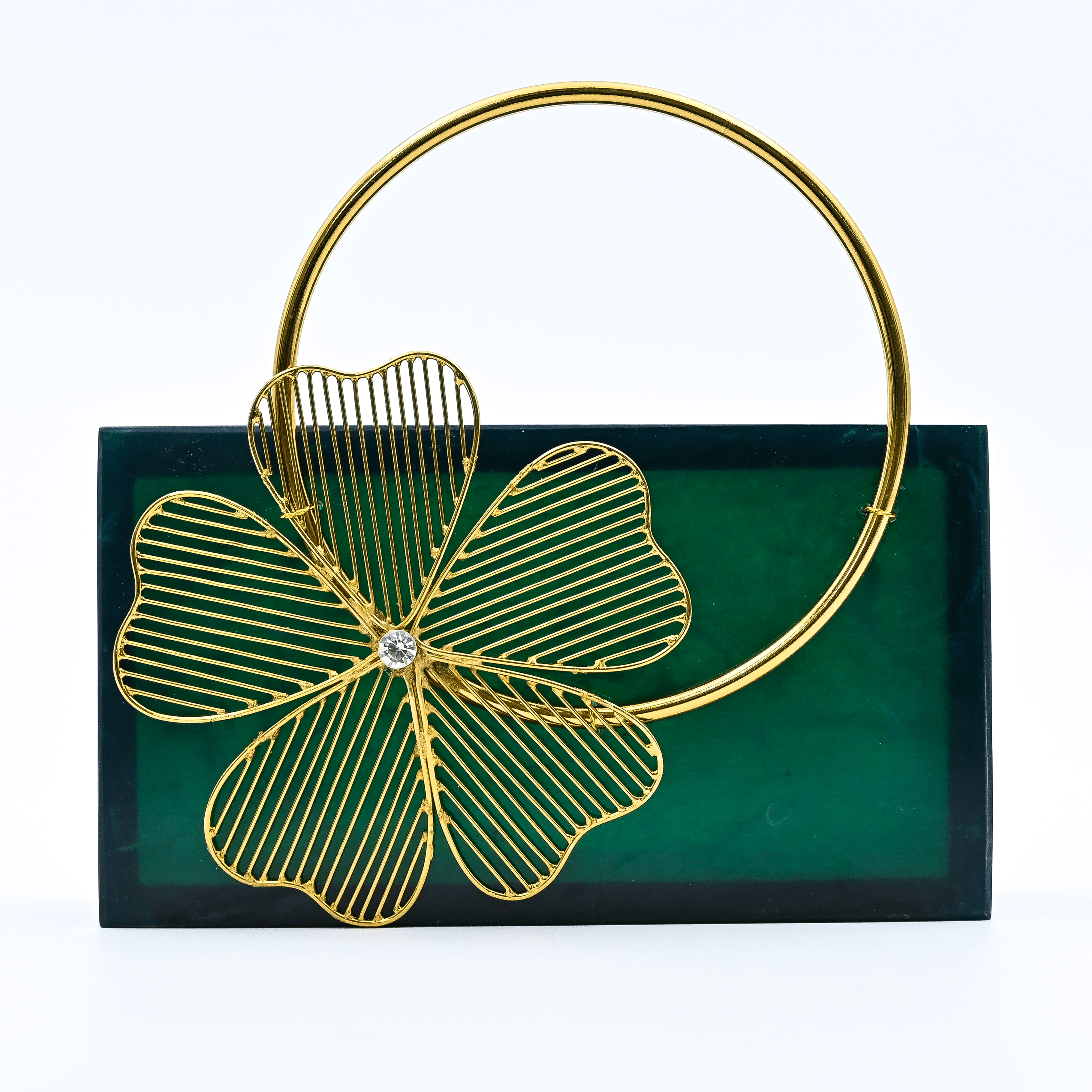 Sugarcrush Green luxury embellished clutch with handle - SUGARCRUSH