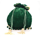 Sugarcrush Green Luxury Potli Bag With Drawstring Closure - SUGARCRUSH