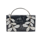 Sugarcrush Grey luxury embellished clutch with pearl handle - SUGARCRUSH