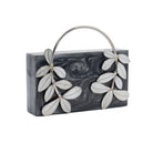 Sugarcrush Grey luxury embellished clutch with pearl handle - SUGARCRUSH