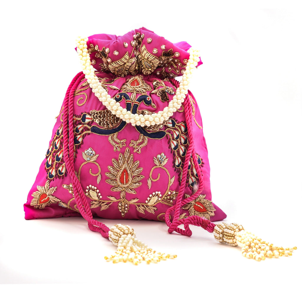 Sugarcrush Magenta Luxury Potli Bag With Drawstring Closure - SUGARCRUSH