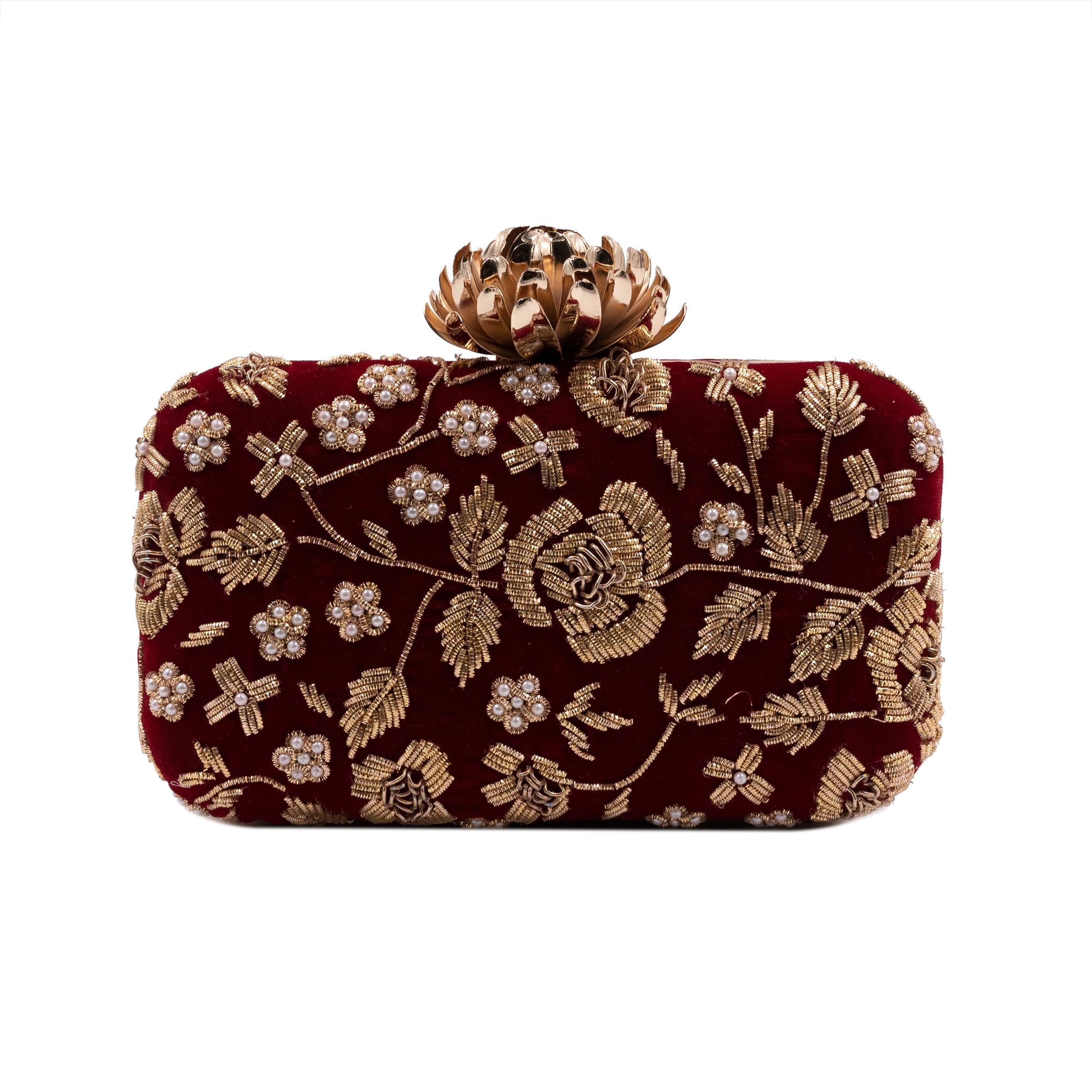 Sugarcrush Maroon embroidered Clutch - SUGARCRUSH