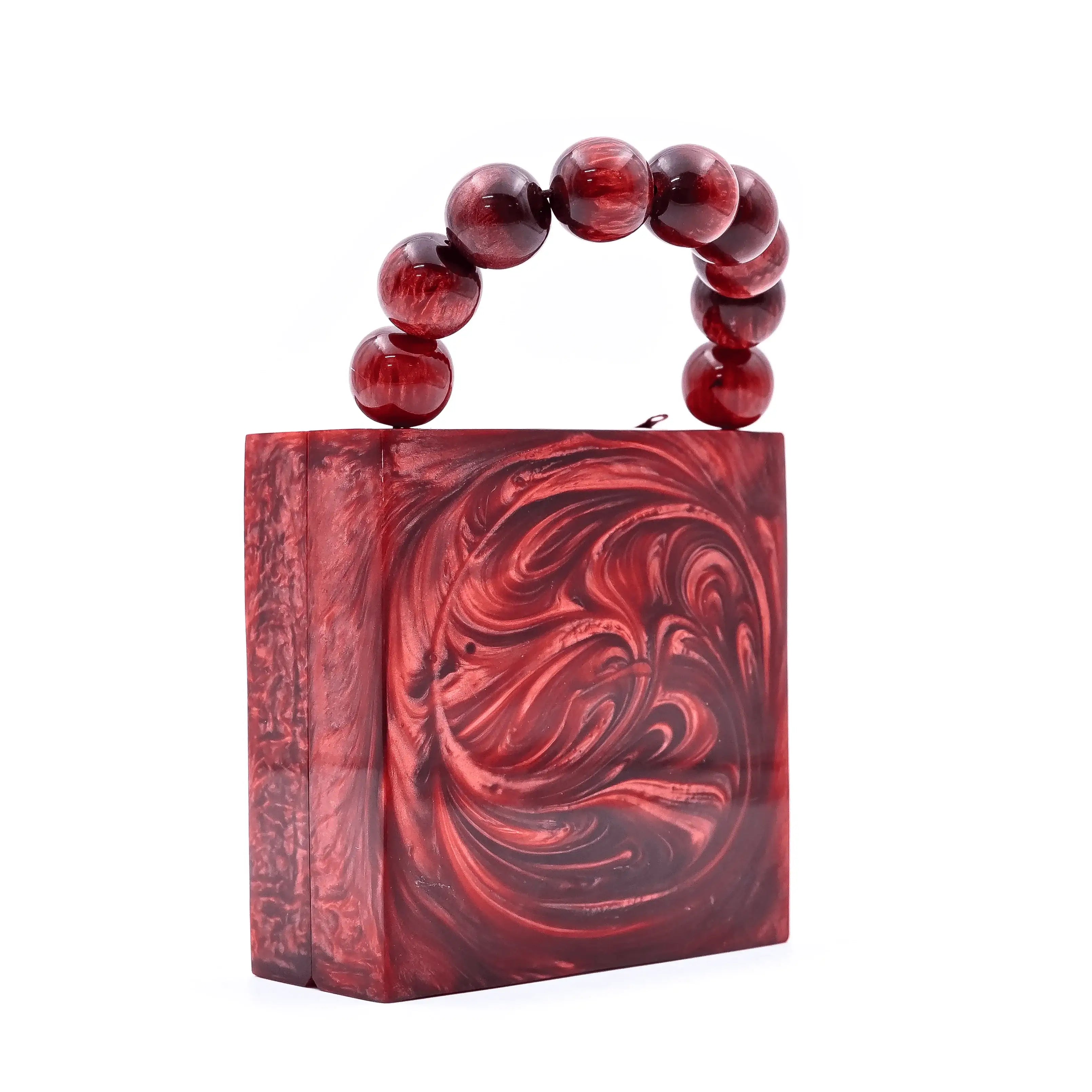 Sugarcrush Maroon luxury Mini embellished clutch with pearl handle - SUGARCRUSH