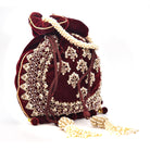 Sugarcrush Maroon Luxury Potli Bag With Drawstring Closure - SUGARCRUSH