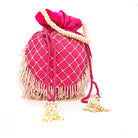 Sugarcrush Orange Luxury Potli Bag With Drawstring Closure - SUGARCRUSH