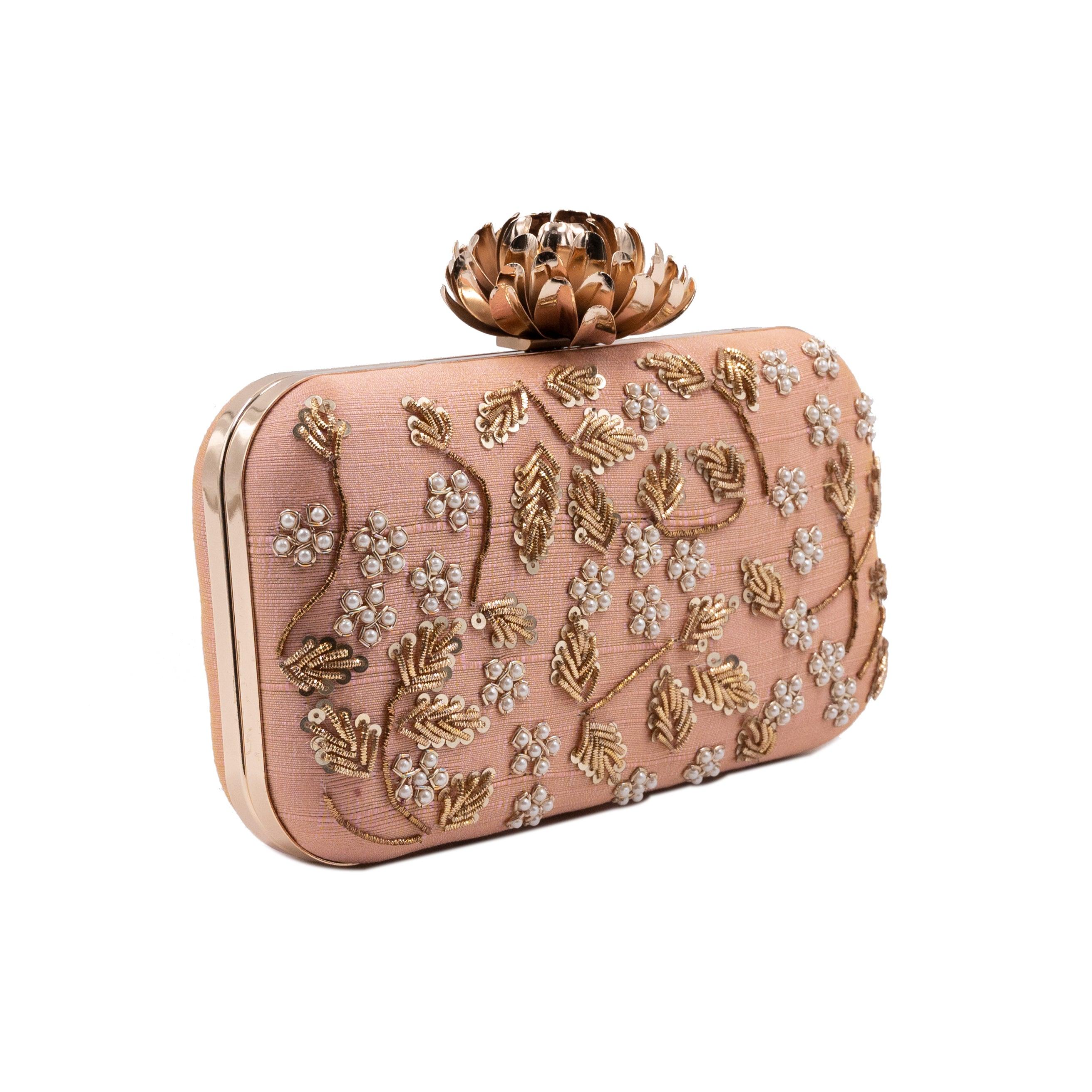 Sugarcrush peach embroidered Clutch - SUGARCRUSH