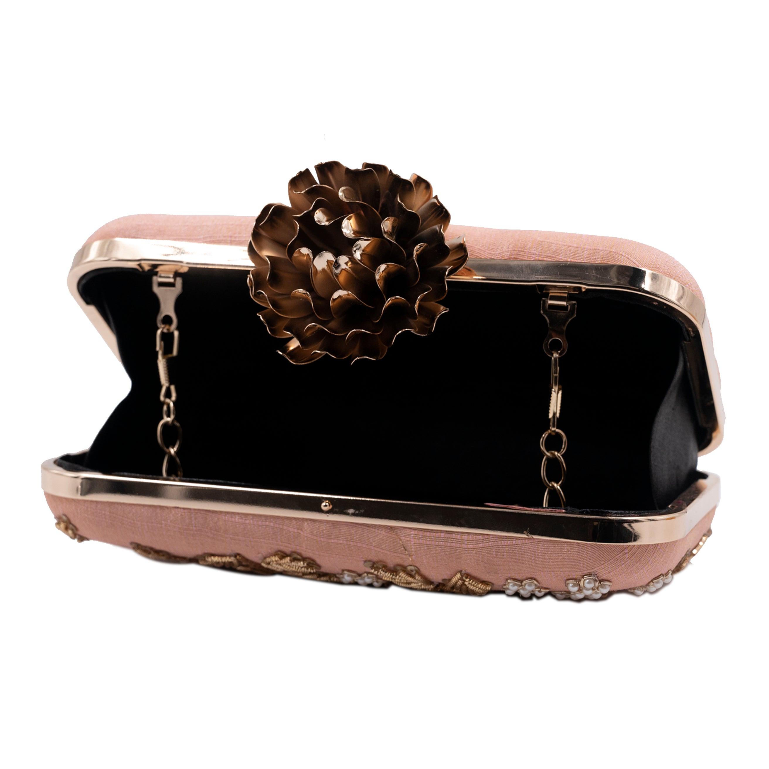 Sugarcrush peach embroidered Clutch - SUGARCRUSH