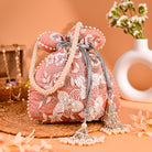 Sugarcrush Peach Luxury Potli Bag With Drawstring Closure - SUGARCRUSH