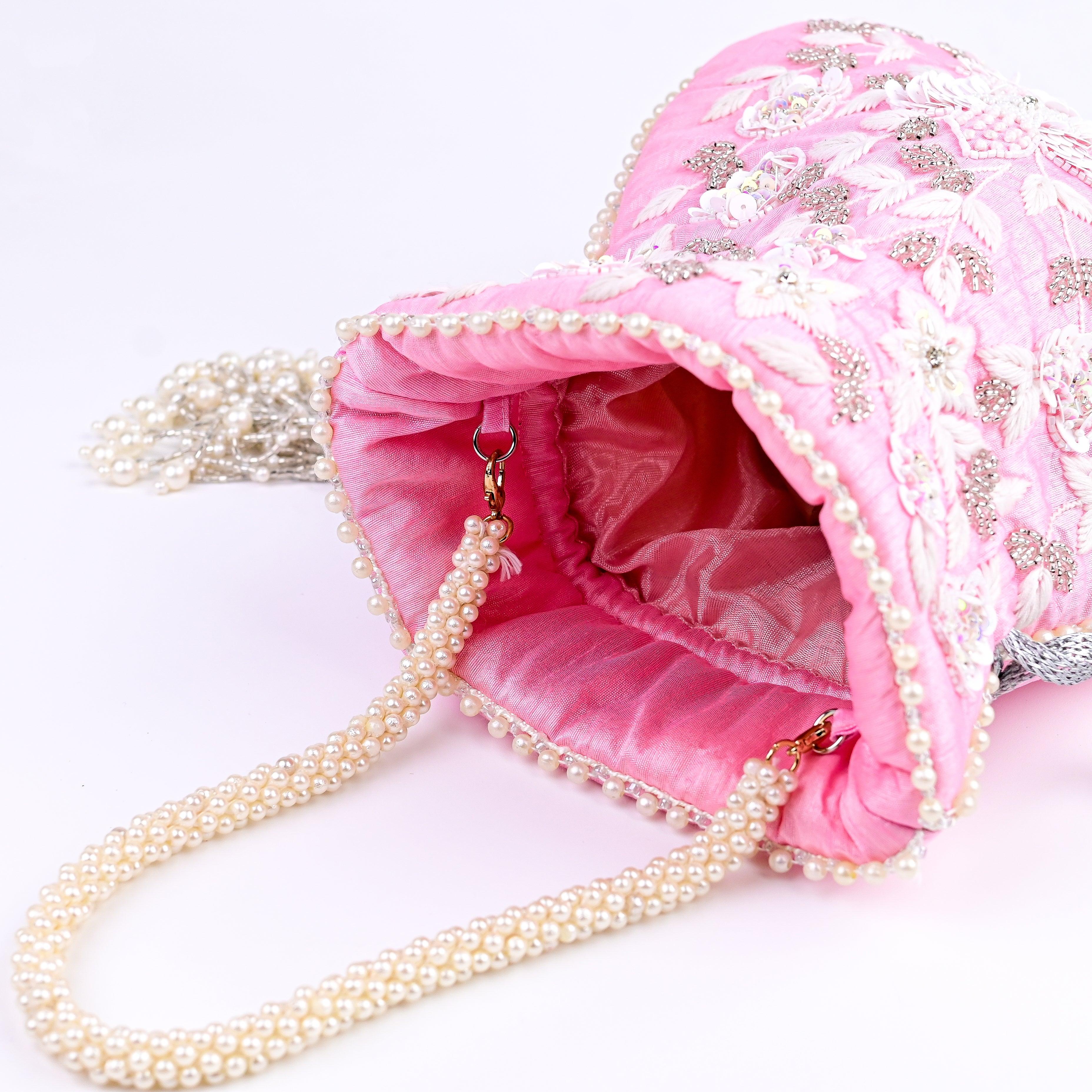 Sugarcrush Pink Luxury Potli Bag With Drawstring Closure - SUGARCRUSH