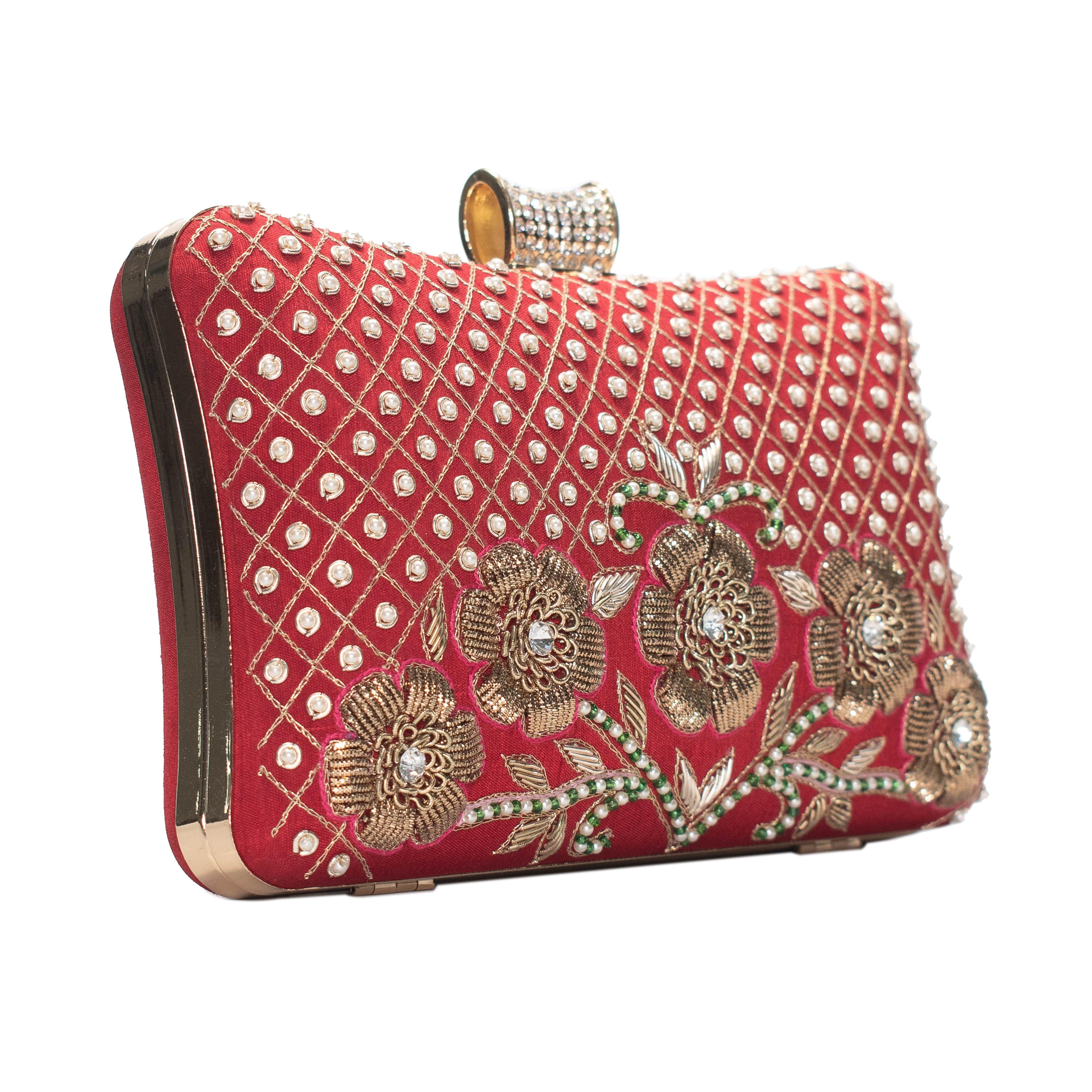 Sugarcrush Red embroidered Clutch - SUGARCRUSH