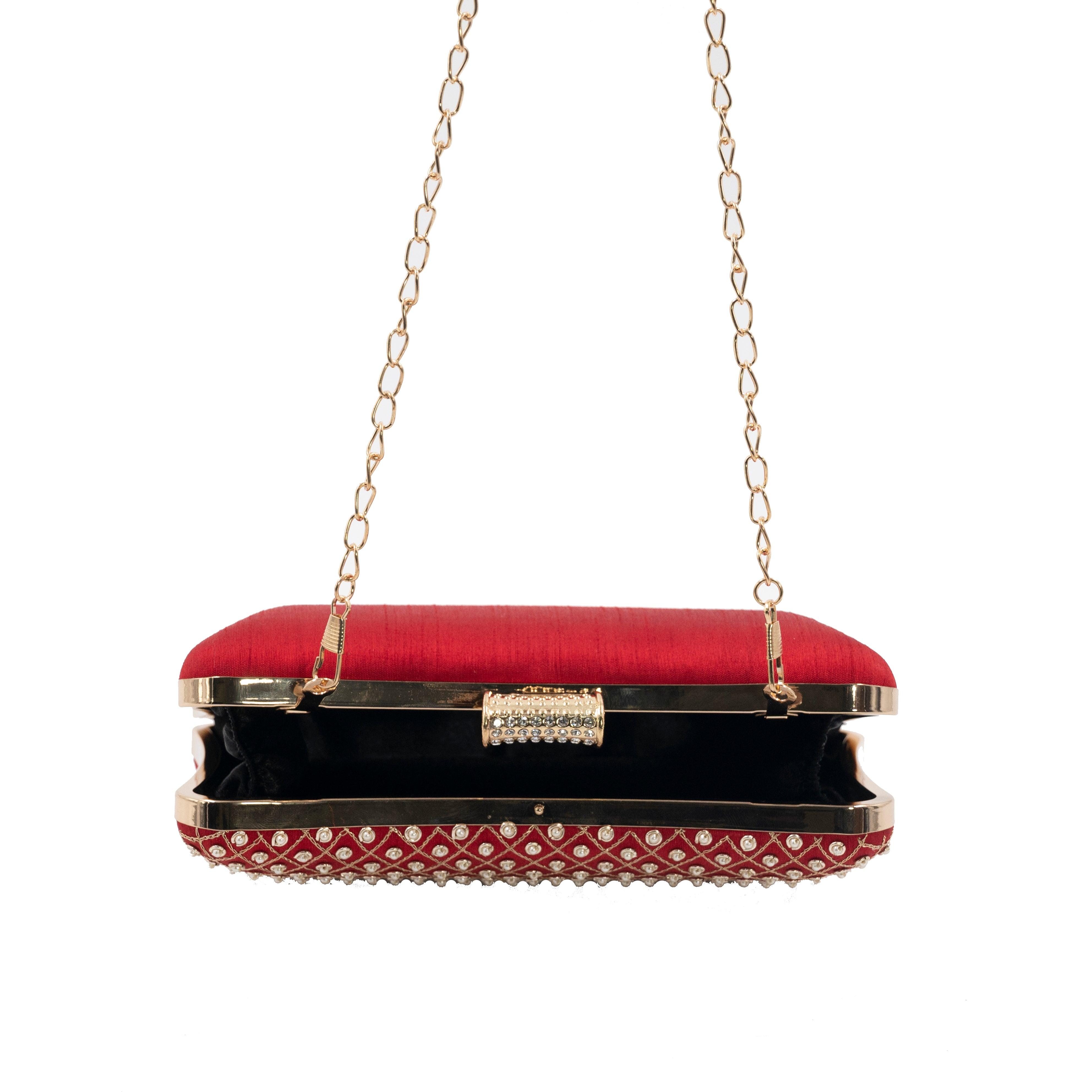 Sugarcrush Red embroidered Clutch - SUGARCRUSH