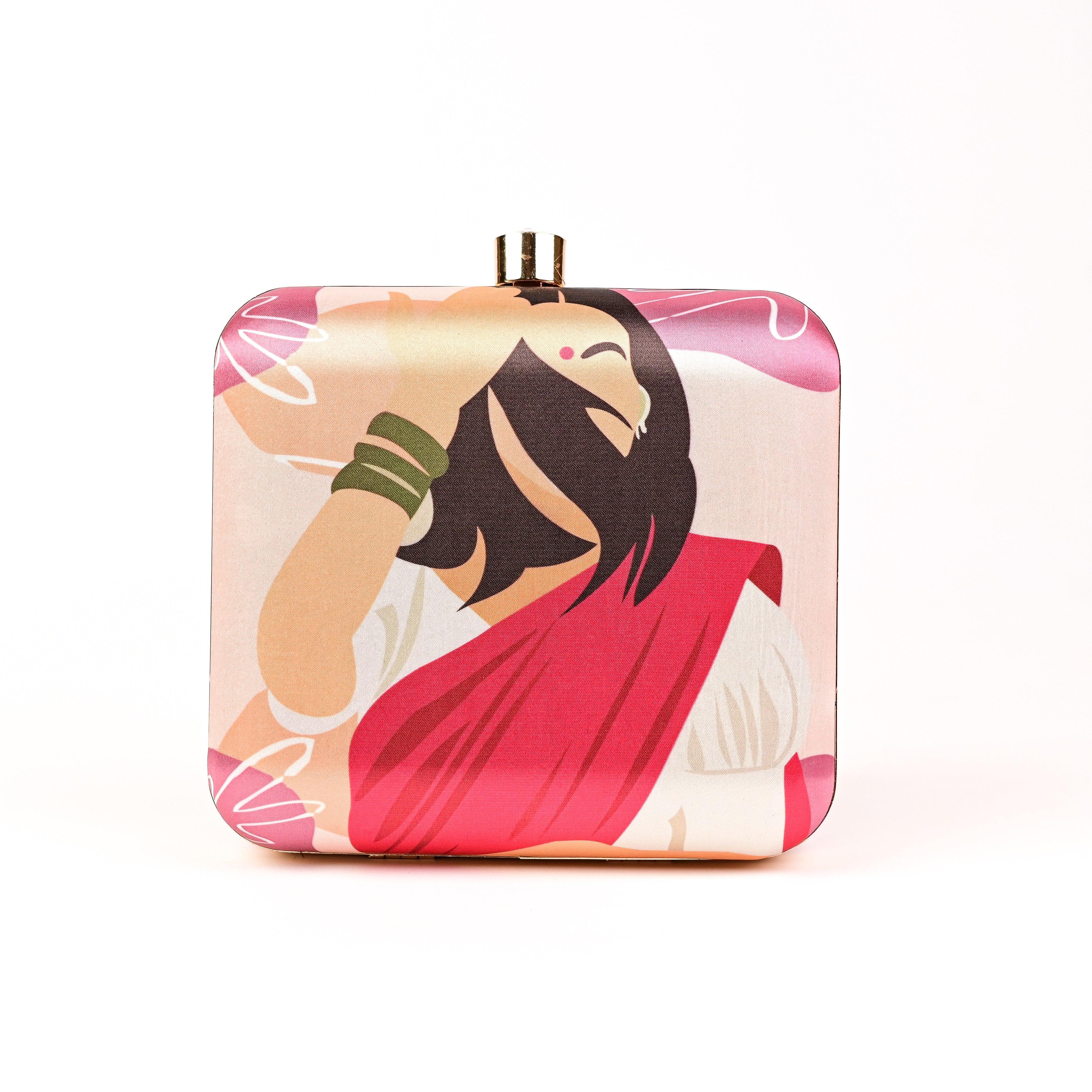 Sugarcrush Saree Traditional Aunty Printed Clutch - SUGARCRUSH