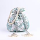 Sugarcrush Sea Green bridal Luxury Potli Bag With Drawstring Closure - SUGARCRUSH