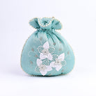 Sugarcrush Sea Green bridal Luxury Potli Bag With Drawstring Closure - SUGARCRUSH