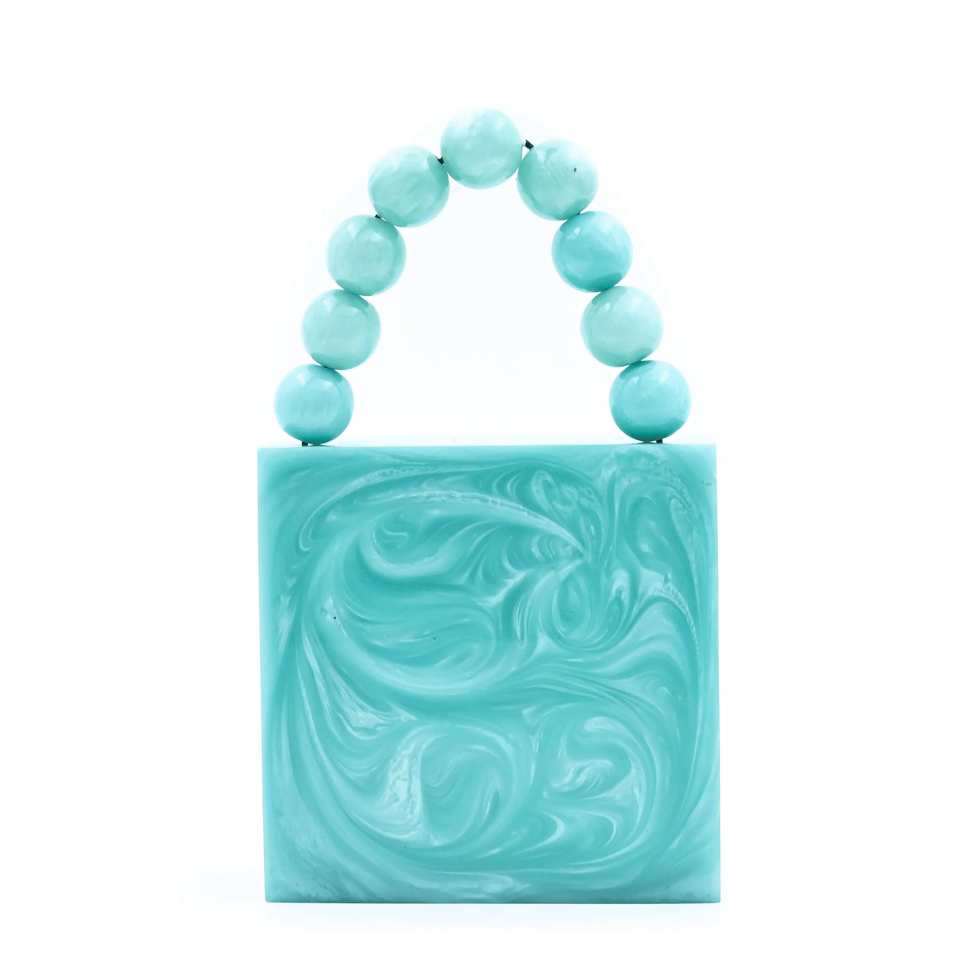 Sugarcrush sea Green luxury Mini embellished clutch with pearl handle - SUGARCRUSH