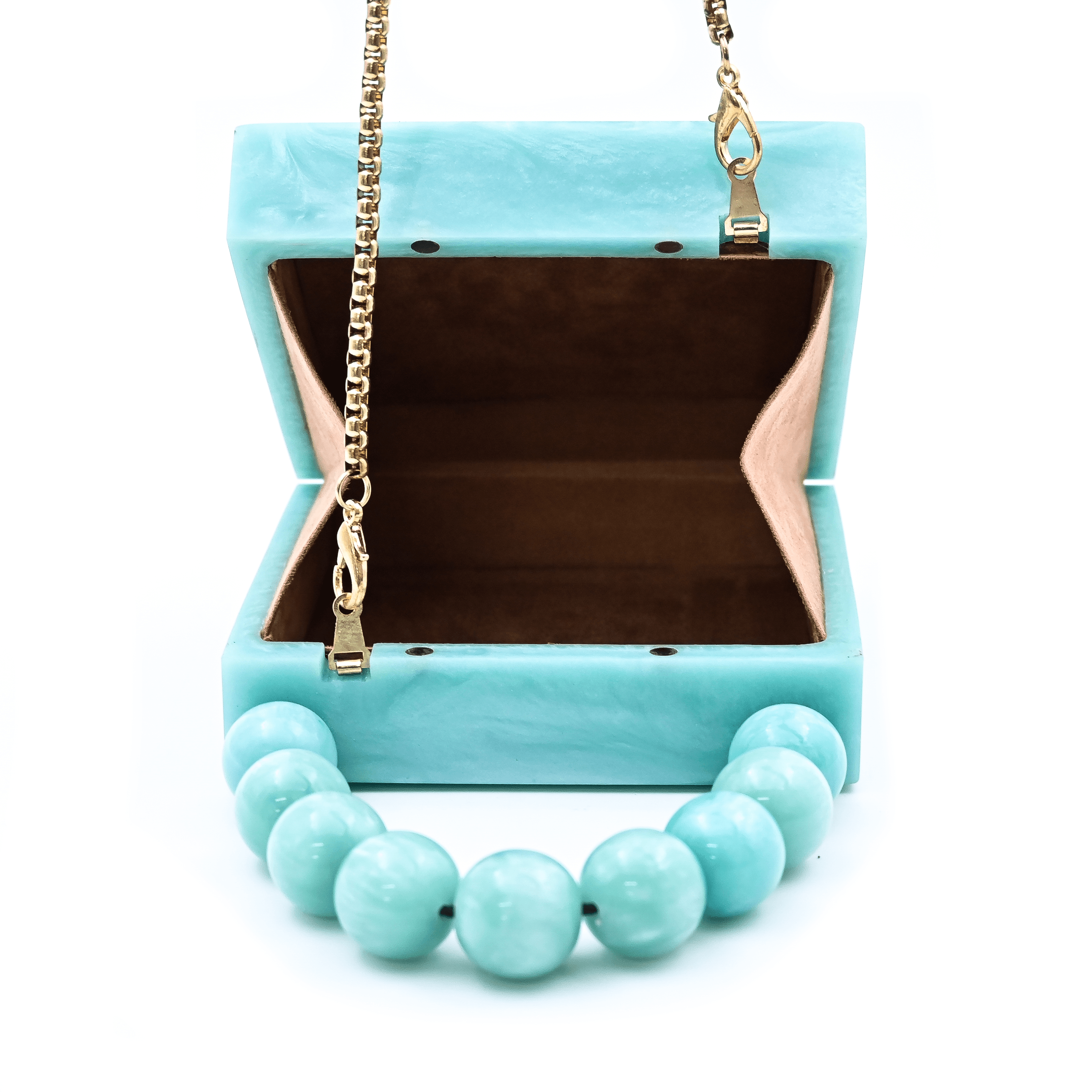 Sugarcrush sea Green luxury Mini embellished clutch with pearl handle - SUGARCRUSH