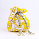 Sugarcrush yellow bridal Luxury Potli Bag With Drawstring Closure - SUGARCRUSH