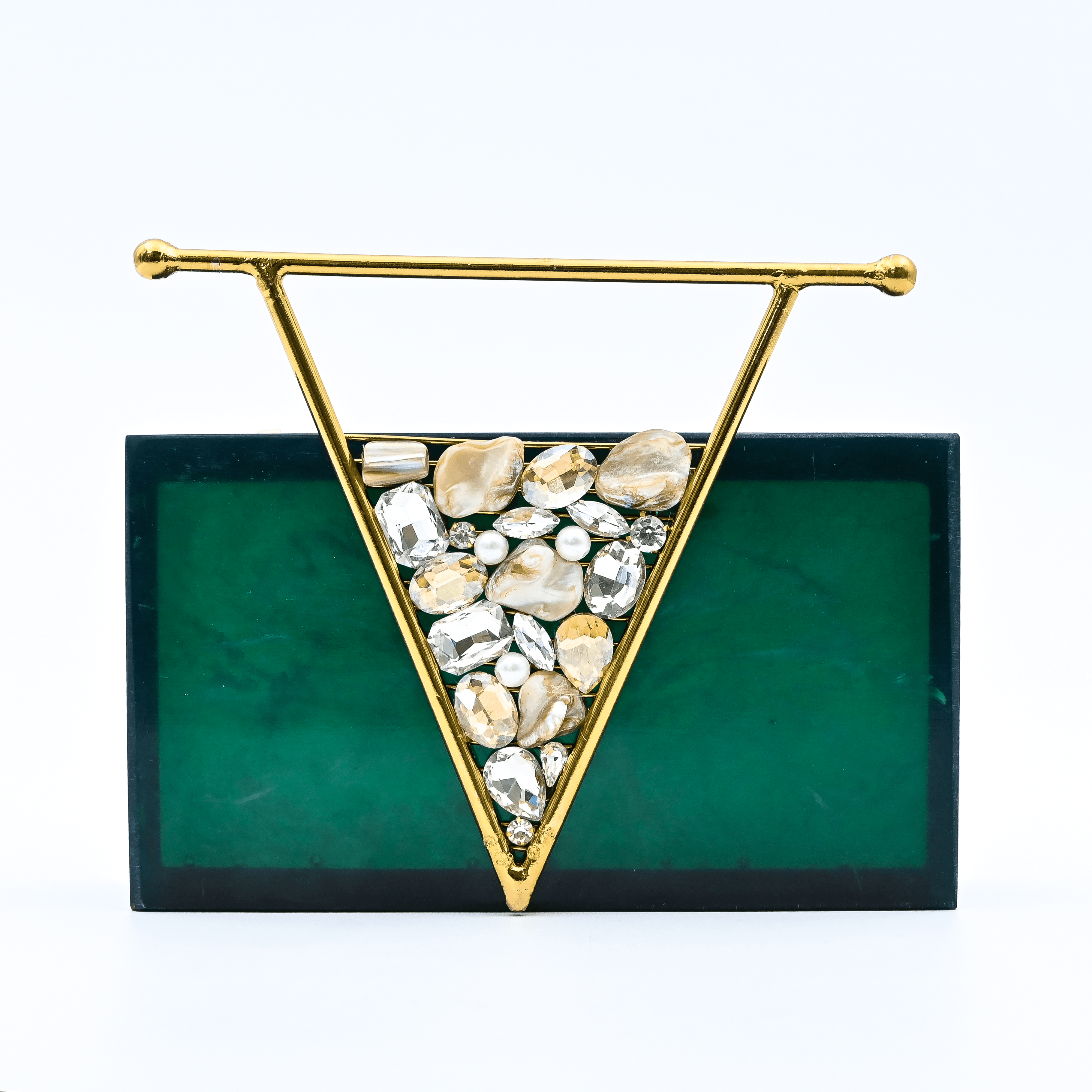 Sugarcrush Green luxury embellished clutch with handle - SUGARCRUSH